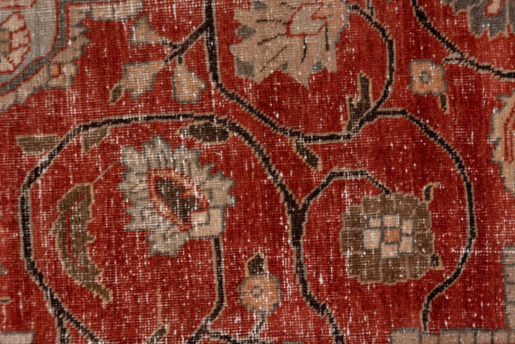 8' x 11' one-of-a-kind handmade antique Tabriz large size rug. Color palette: rust, ivory, slate, terra cotta, taupe