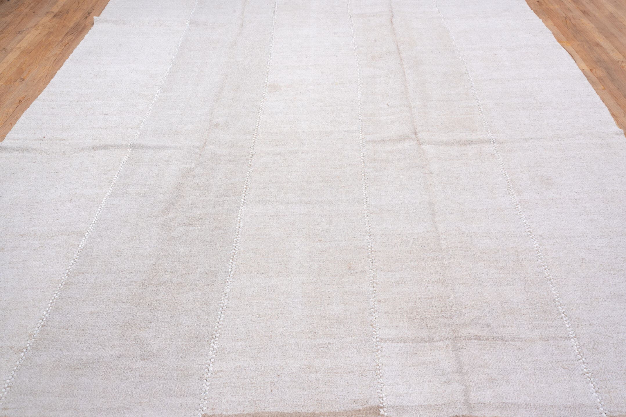 9' x 12' one-of-a-kind handmade vintage Hemp Kilim large size rug. Color palette: ivory, beige, cream, taupe, gray