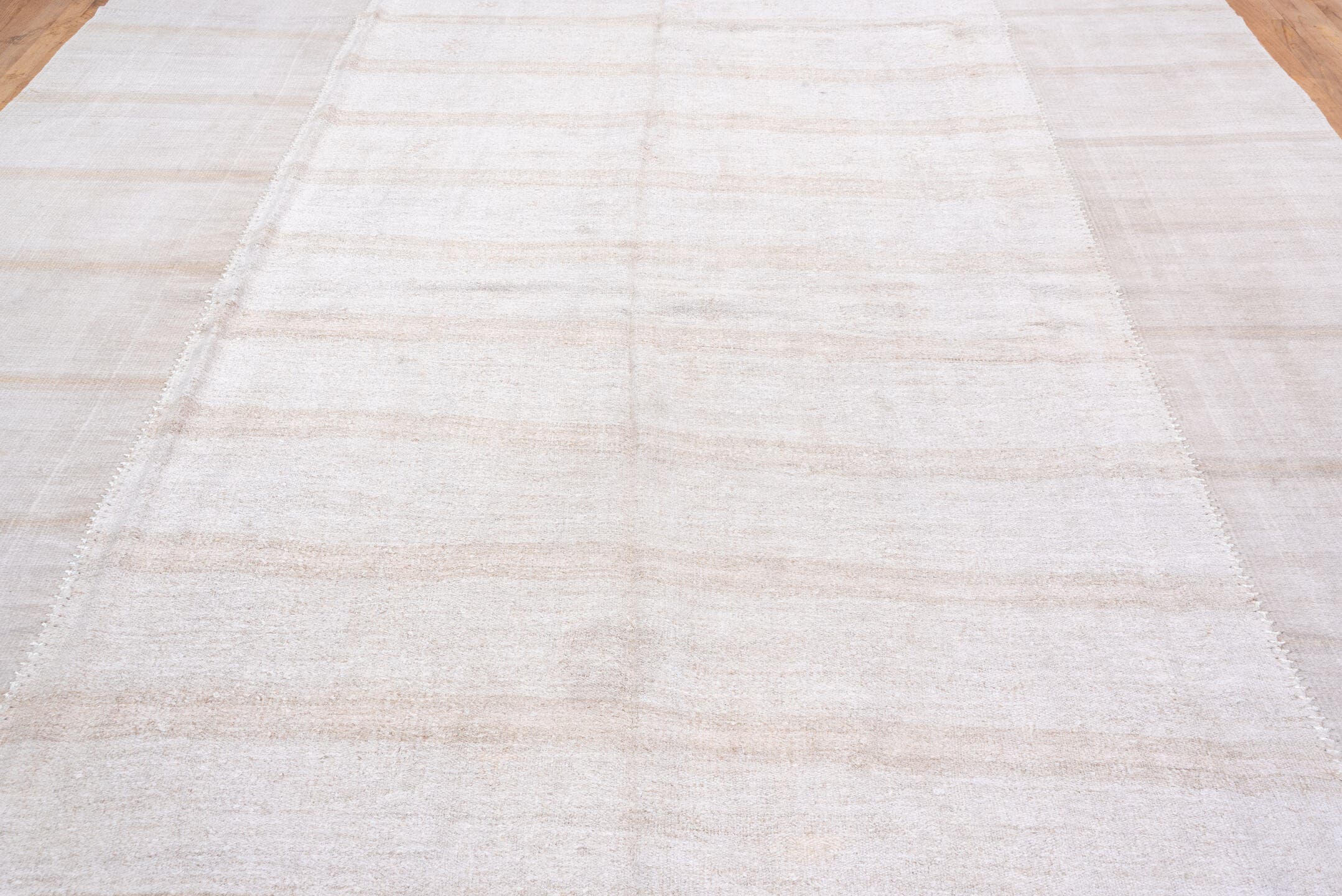 5' x 13' one-of-a-kind handmade vintage Hemp Kilim rug. Color palette: ivory, cream, beige, taupe, gray