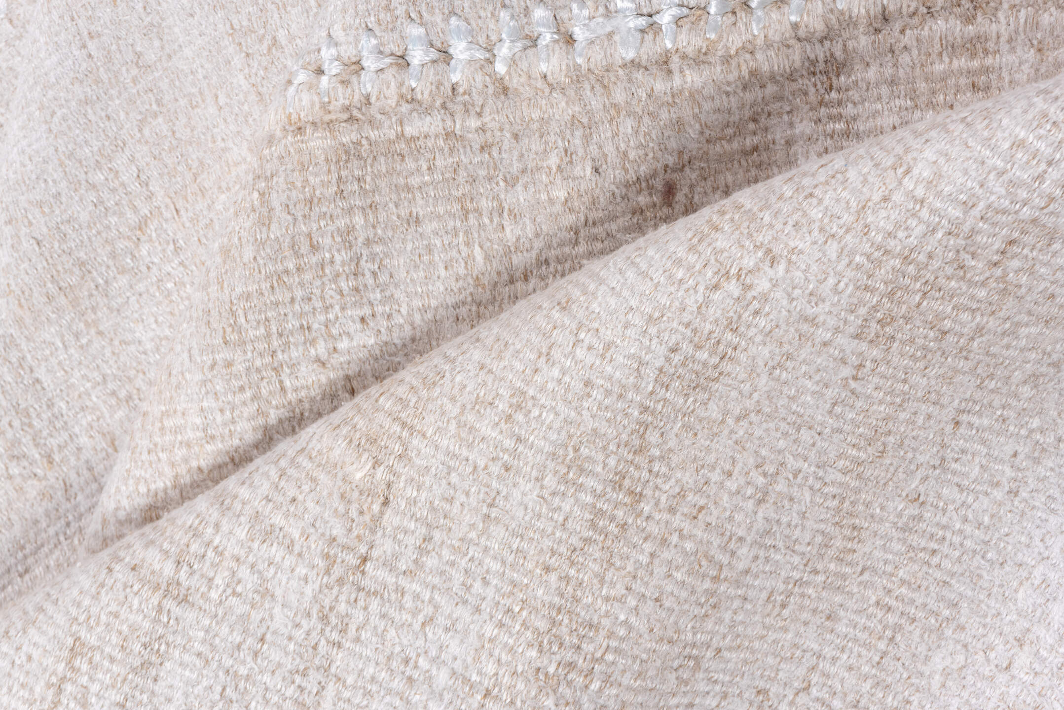 6' x 15' one-of-a-kind handmade vintage Hemp Kilim rug. Color palette: gainsboro, gray, light gray, linen, off-white, pink