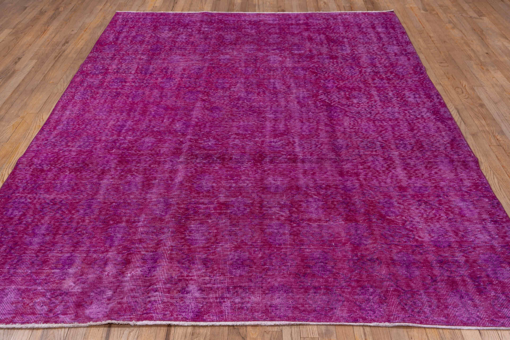 7' x 10' one-of-a-kind handmade vintage Sparta large size rug. Color palette: magenta, fuchsia, violet, orchid, plum, pink