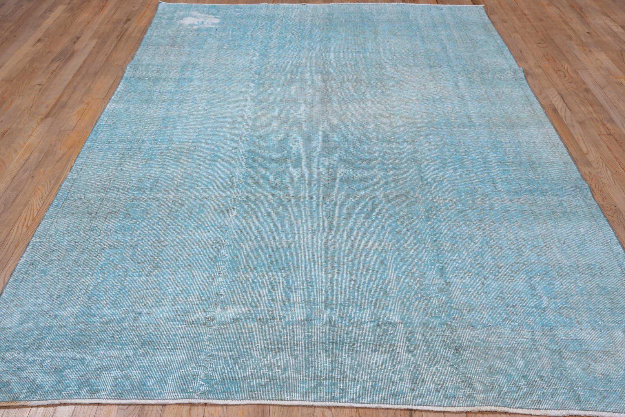 6' x 10' one-of-a-kind handmade vintage Sparta large size rug. Color palette: pale blue, ice blue, silver, ivory, light blue
