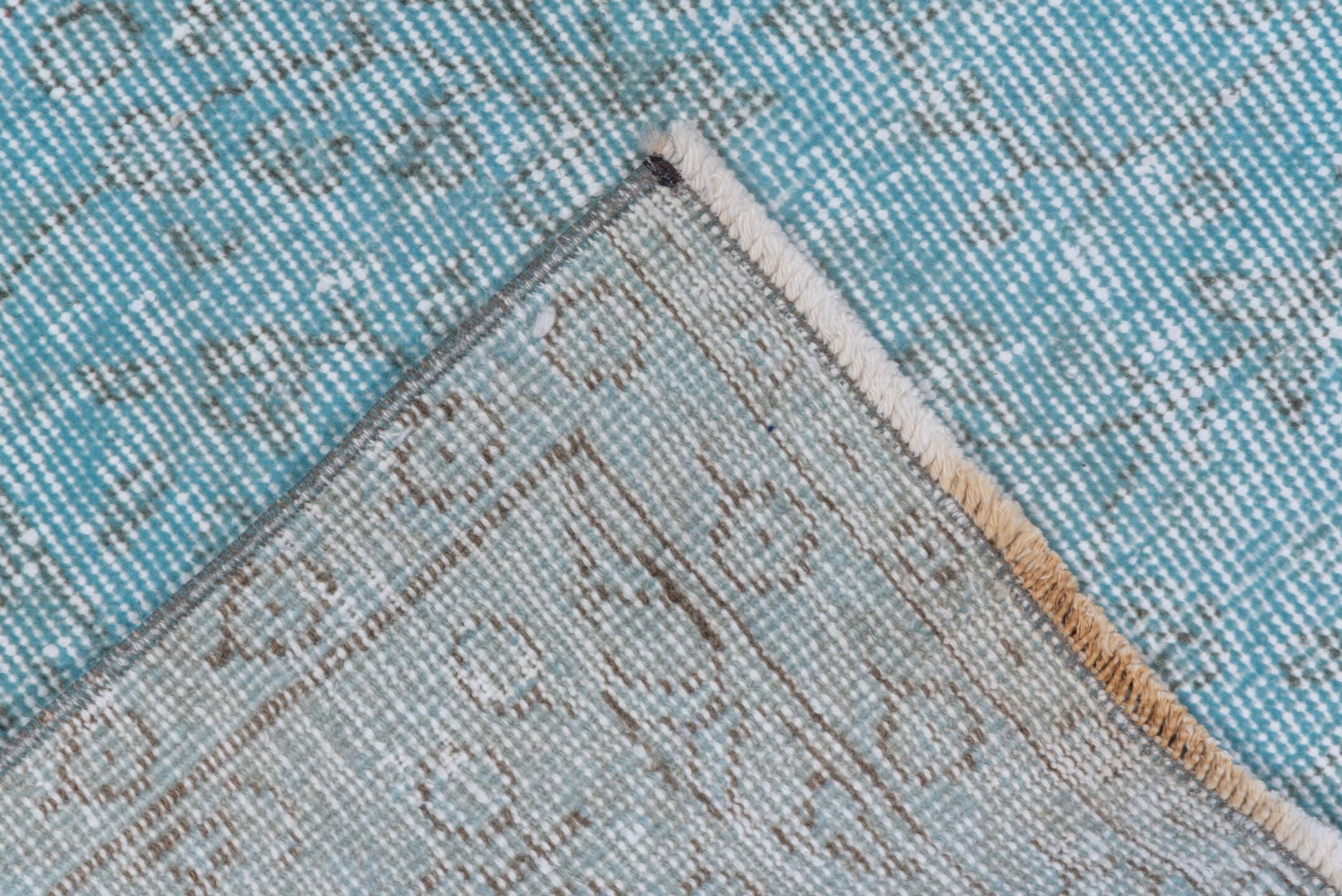 6' x 10' one-of-a-kind handmade vintage Sparta large size rug. Color palette: pale blue, ice blue, silver, ivory, light blue