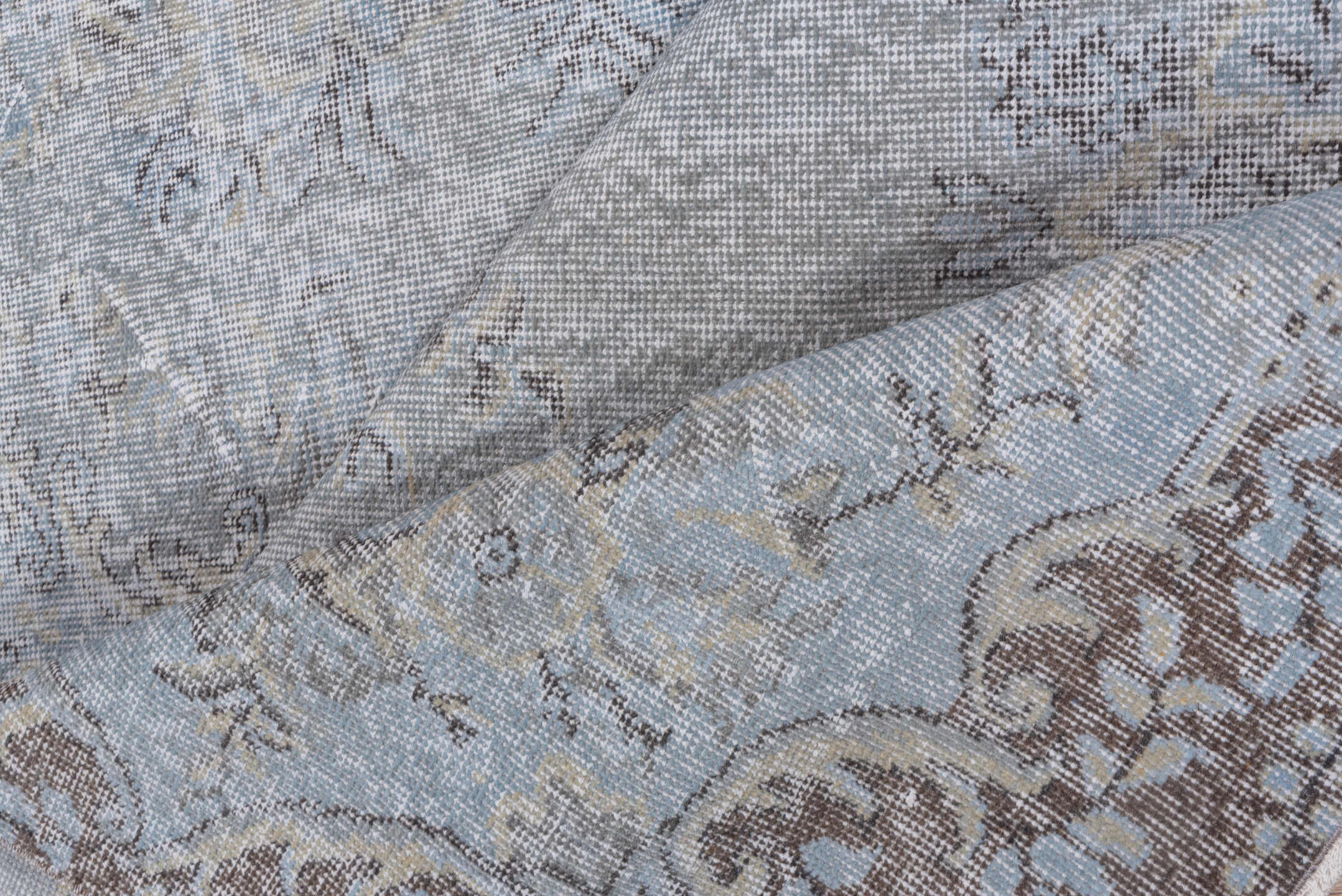 5' x 10' one-of-a-kind handmade vintage Sparta medium size rug. Color palette: ivory, taupe, beige, stone, light gray, gray