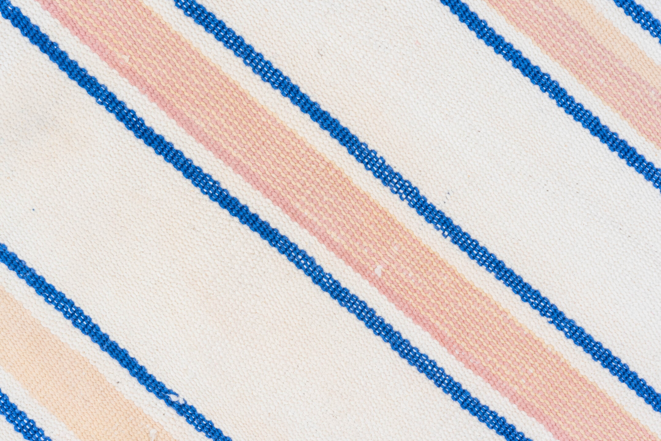 2' x 11' one-of-a-kind handmade vintage Flatweave runner rug. Color palette: blue, brown, gainsboro, gray, lavender blush