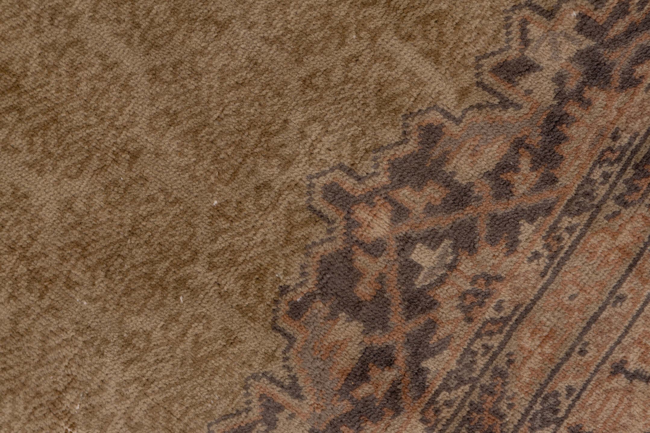 8' x 10' one-of-a-kind handmade antique Sivas large size rug. Color palette: camel, taupe, beige, charcoal, rose, ivory