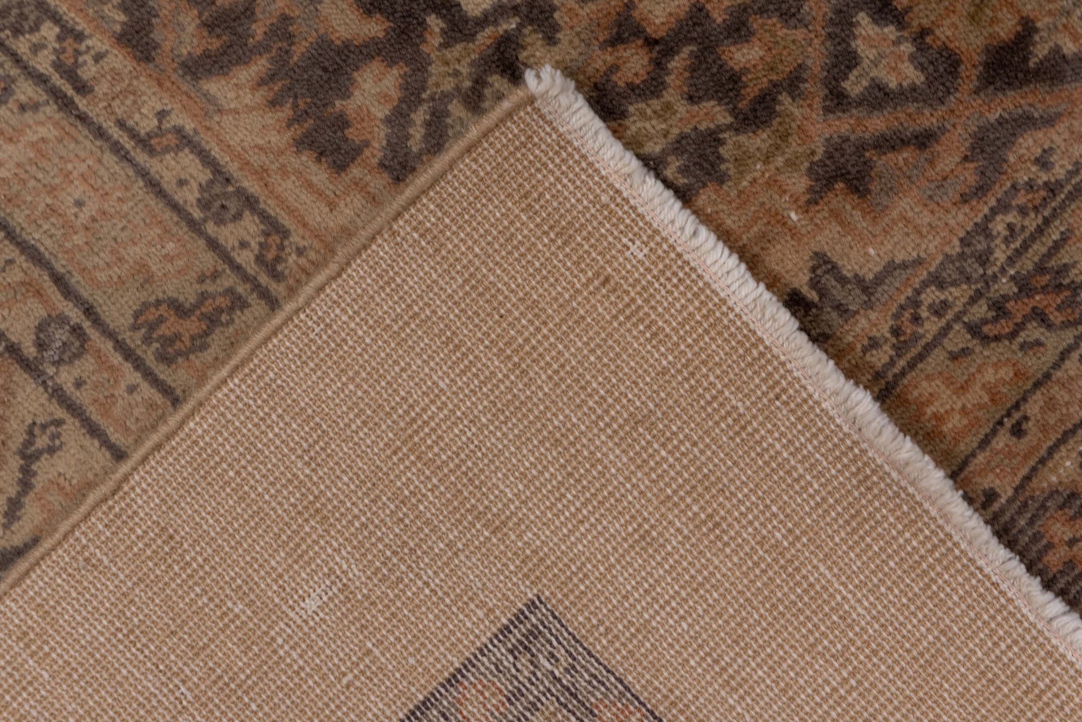 8' x 10' one-of-a-kind handmade antique Sivas large size rug. Color palette: camel, taupe, beige, charcoal, rose, ivory