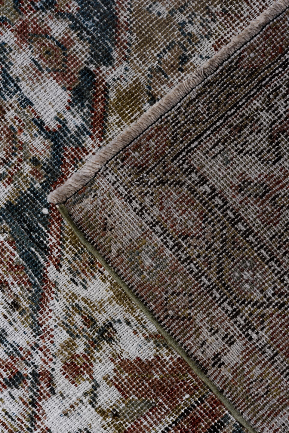 6' x 16' one-of-a-kind handmade antique Mahal rug. Color palette: ivory, taupe, brown, rust, faded blue, beige, gray