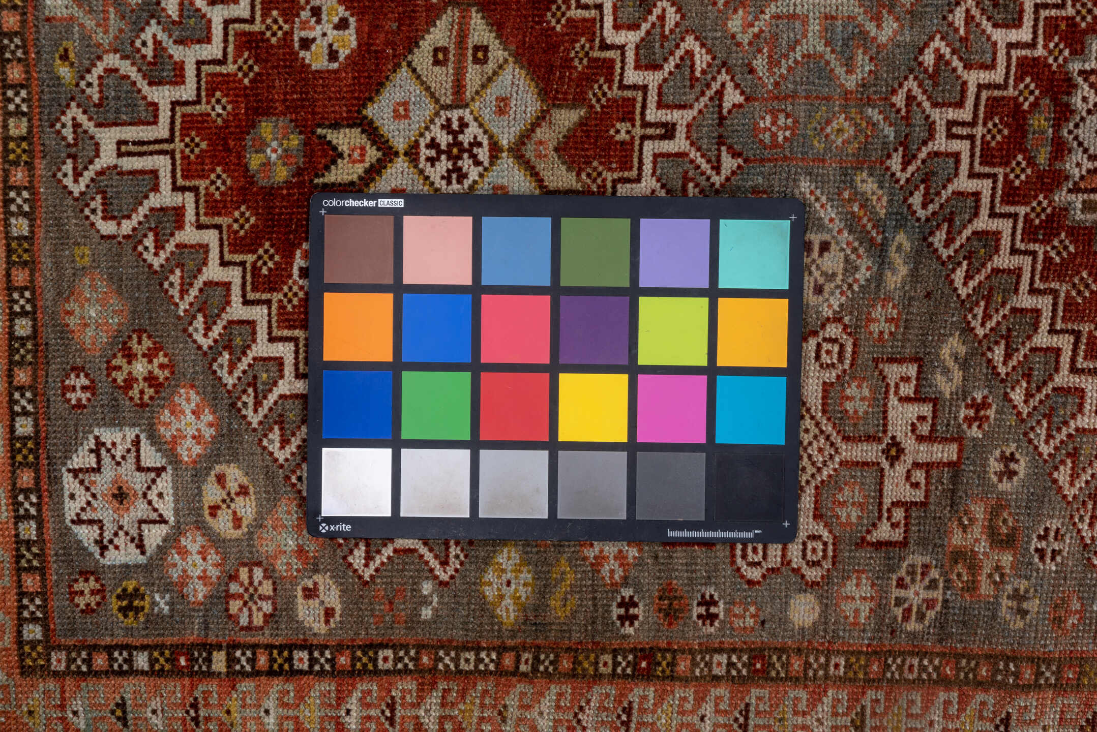 6' x 12' one-of-a-kind handmade antique Shiraz large size rug. Color palette: rust, blue_gray, ivory, taupe, terra_cotta