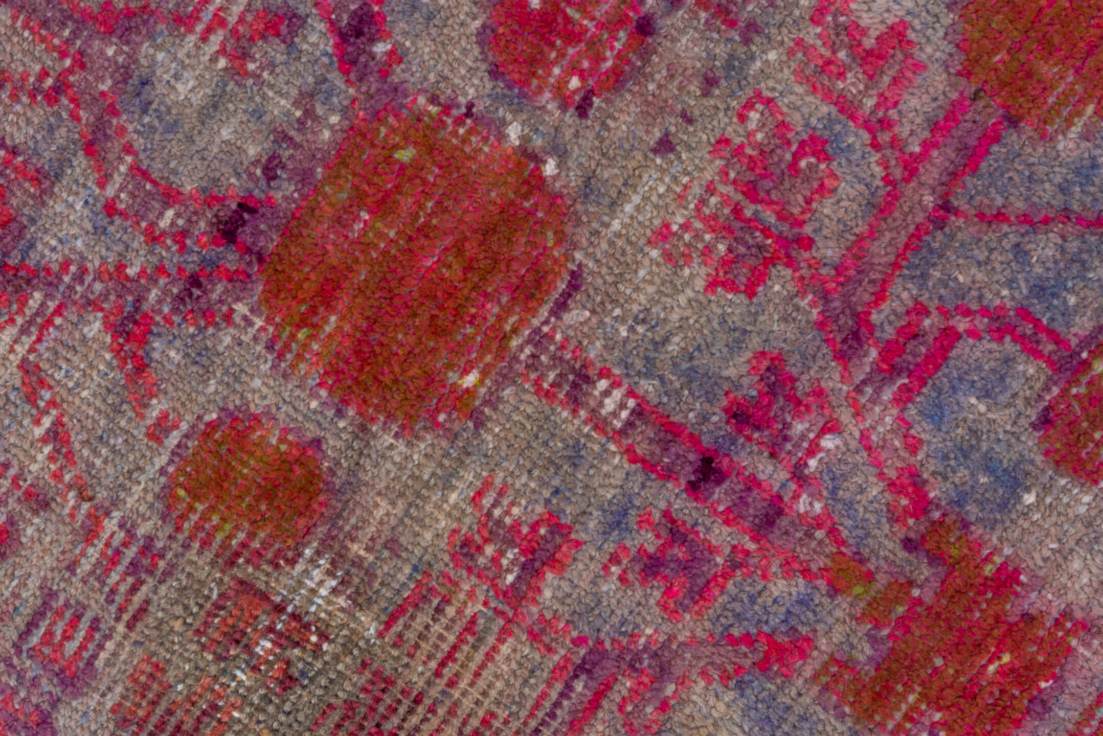 5' x 9' one-of-a-kind handmade vintage Khotan medium size rug. Color palette: brown, pink, red, rosy brown