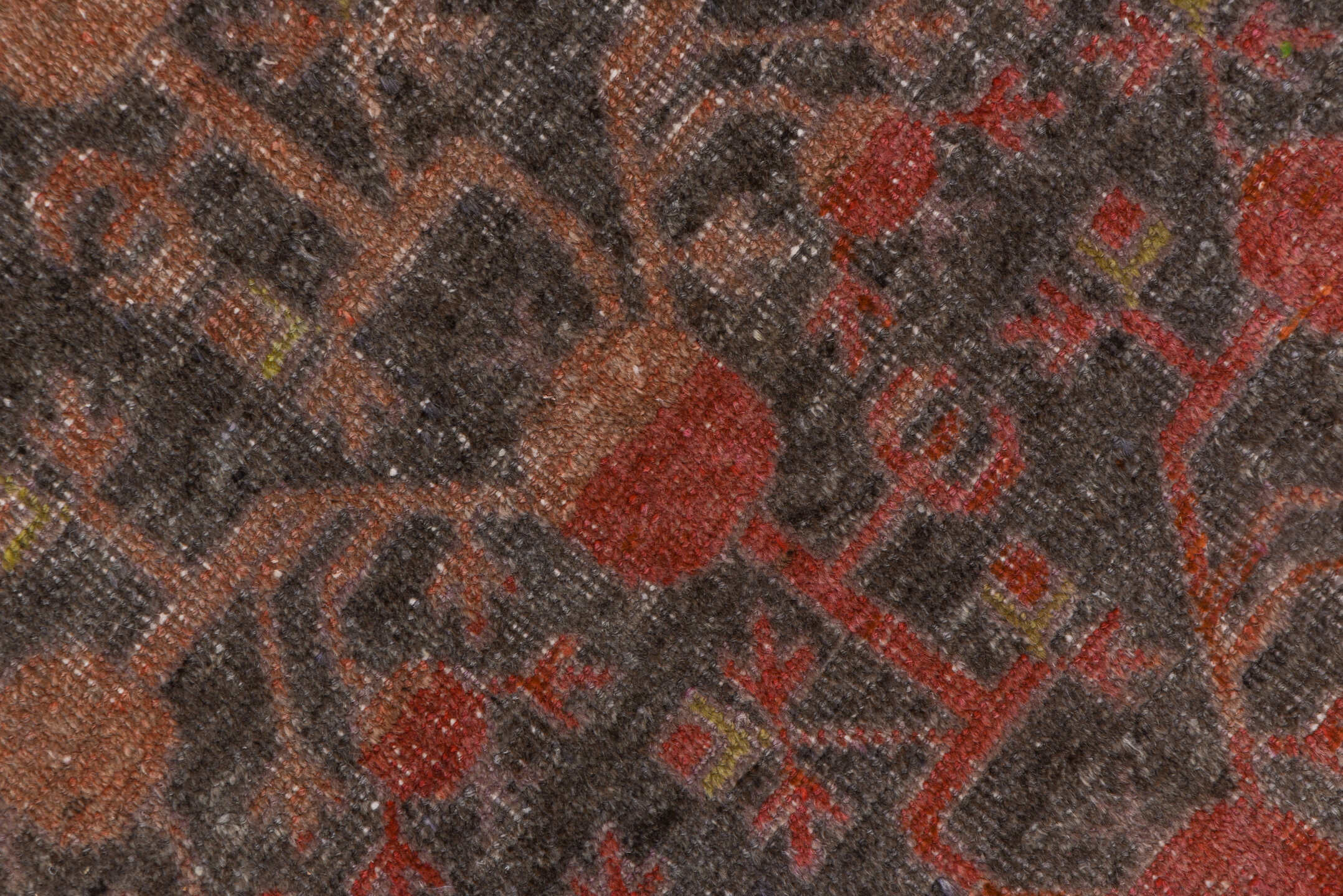 6' x 12' one-of-a-kind handmade vintage Khotan large size rug. Color palette: brown, gray, light gray, pink, red, rosy brown