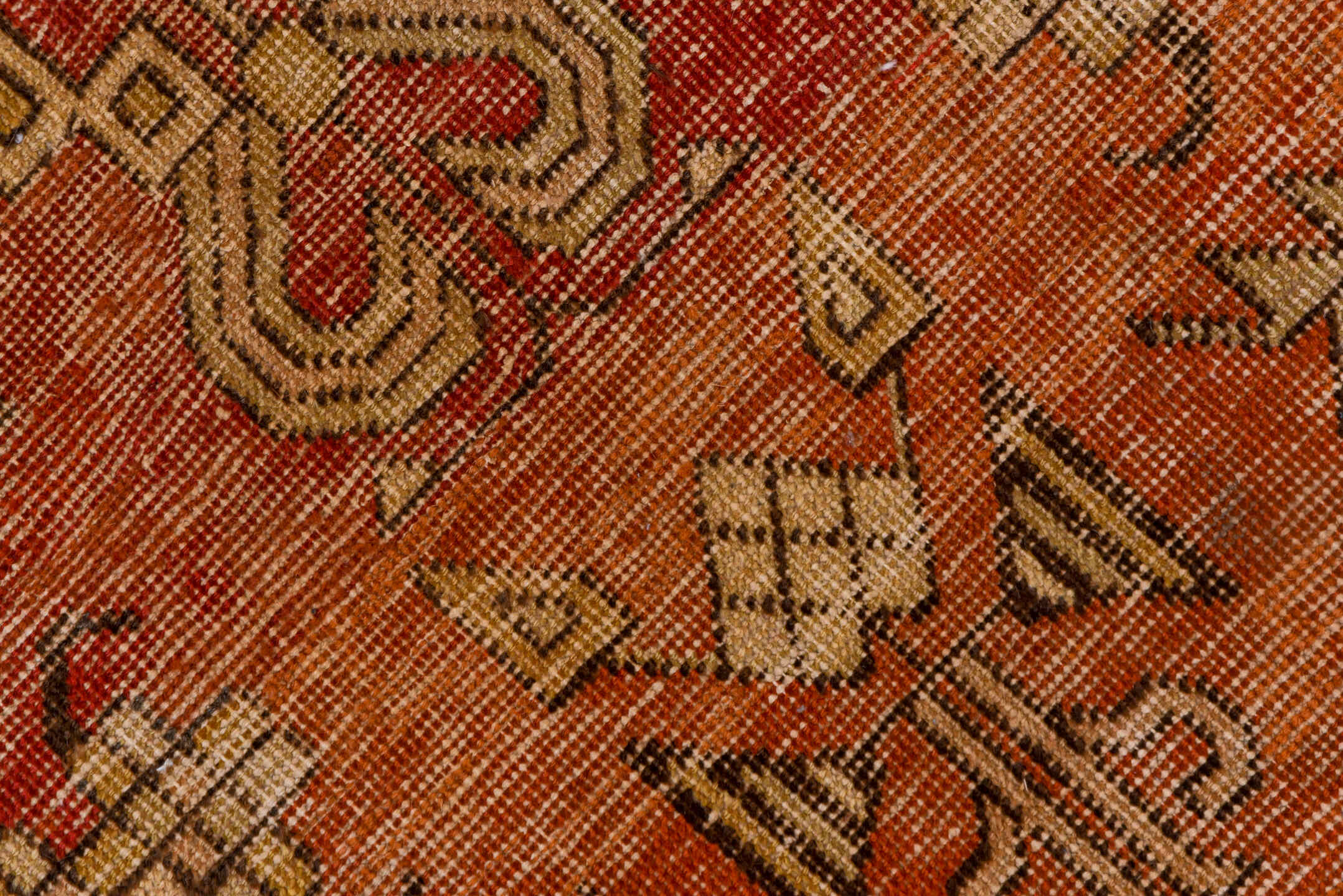 6' x 13' one-of-a-kind handmade vintage Khotan large size rug. Color palette: brown, gray, pink, red