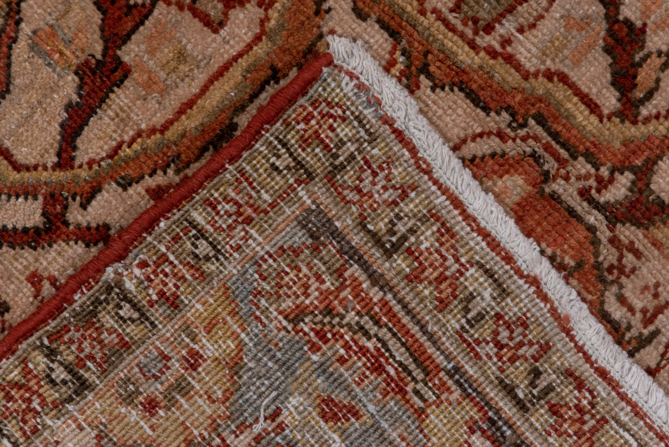 8' x 11' one-of-a-kind handmade vintage Heriz large size rug. Color palette: brown, gray, pink