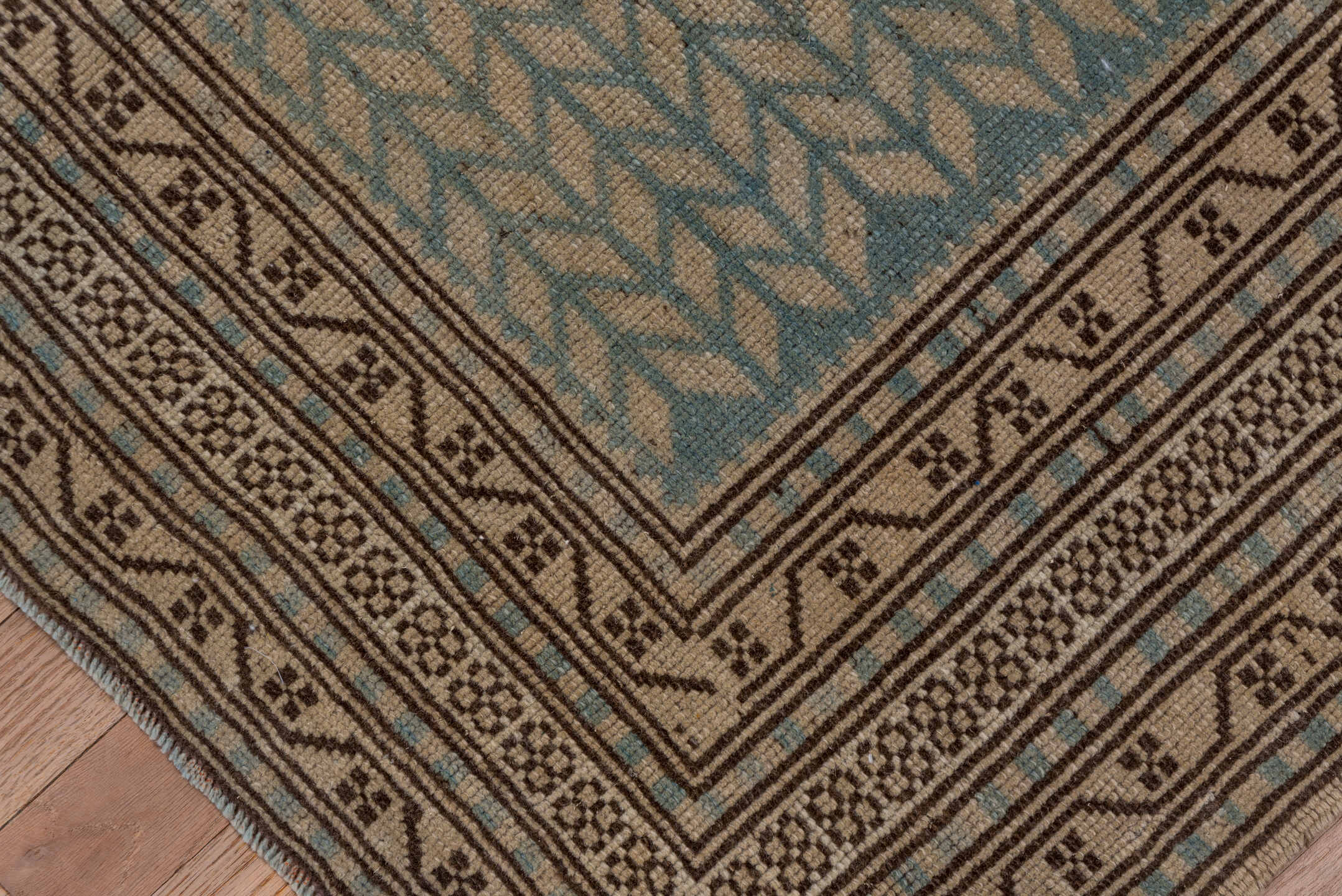 3' x 6' one-of-a-kind handmade vintage Anatol small size rug. Color palette: black, brown, gray