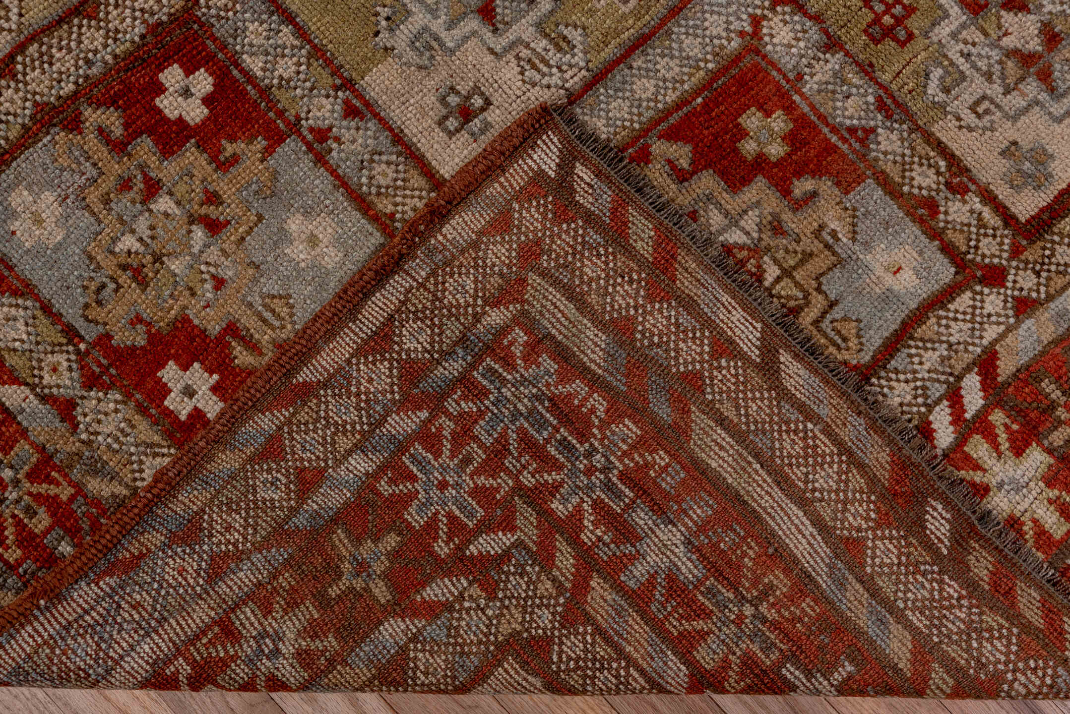 5' x 9' one-of-a-kind handmade antique NW Persian medium size rug. Color palette: taupe, rust, ivory, slate, brown, camel