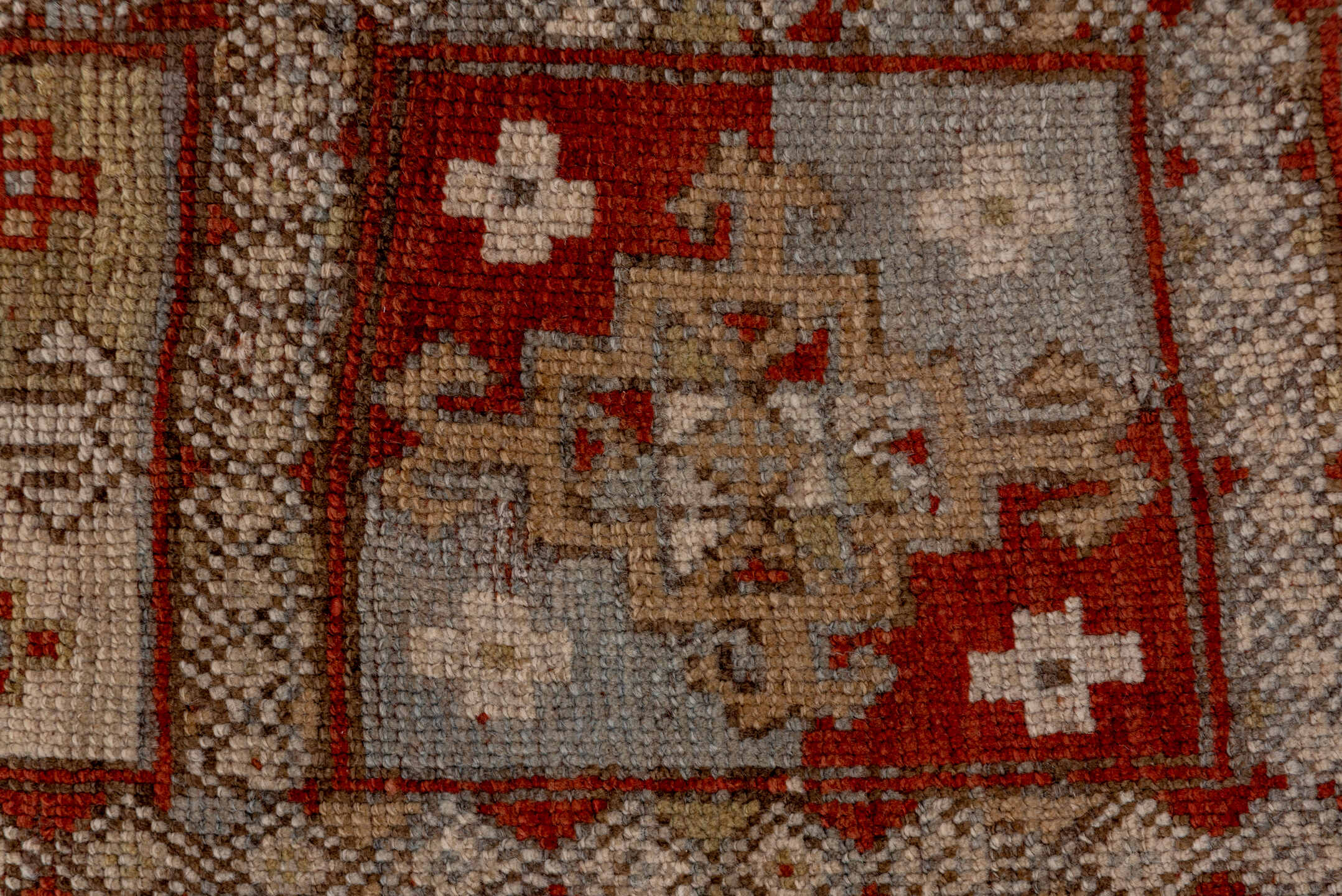 5' x 9' one-of-a-kind handmade antique NW Persian medium size rug. Color palette: taupe, rust, ivory, slate, brown, camel