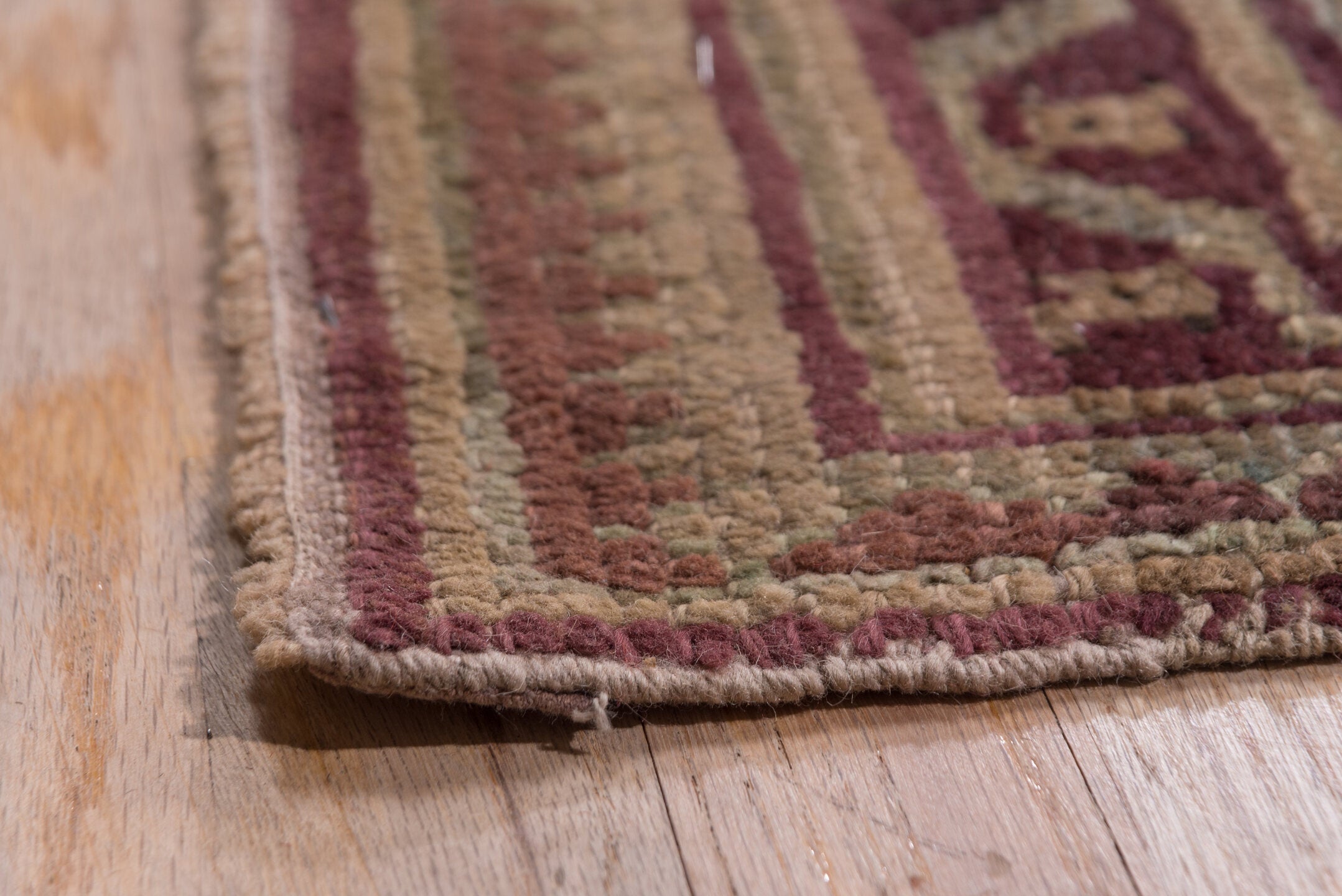 14' x 14' one-of-a-kind handmade antique Oushak oversize rug. Color palette: burgundy, ivory, taupe, sage, muted gold, rose