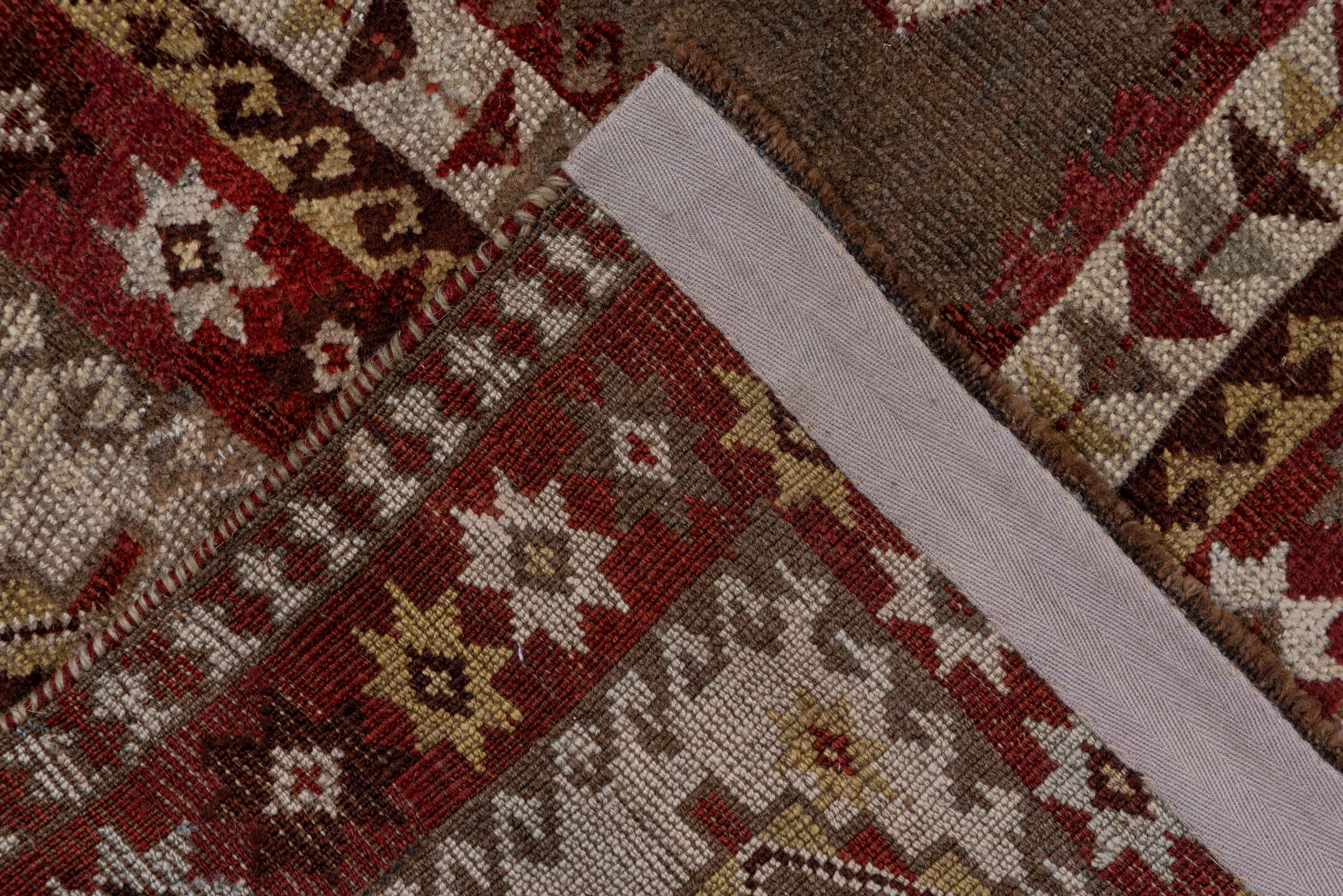 7' x 10' one-of-a-kind handmade antique Shiraz large size rug. Color palette: rust, ivory, taupe, brown, terracotta, camel