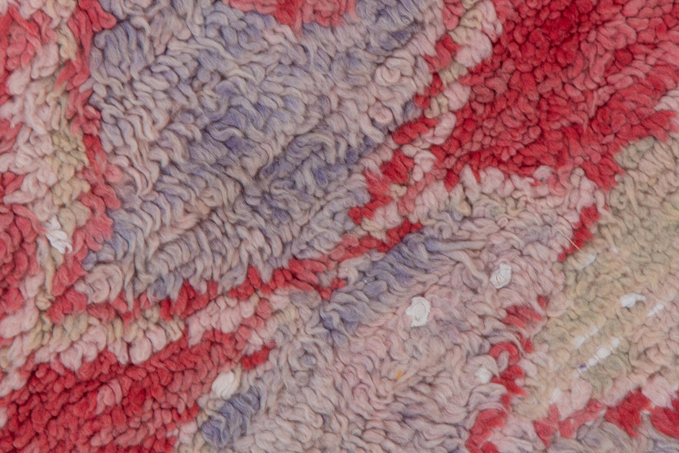 3' x 9' one-of-a-kind handmade vintage Rag Rug runner rug. Color palette: lavender, rose, ivory, blush, lilac, light gray