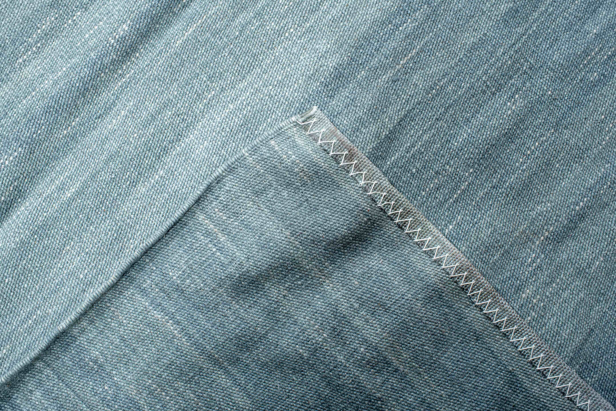 12' x 20' one-of-a-kind handmade vintage Kilim oversize rug. Color palette: blue, gray, light blue, light slate gray