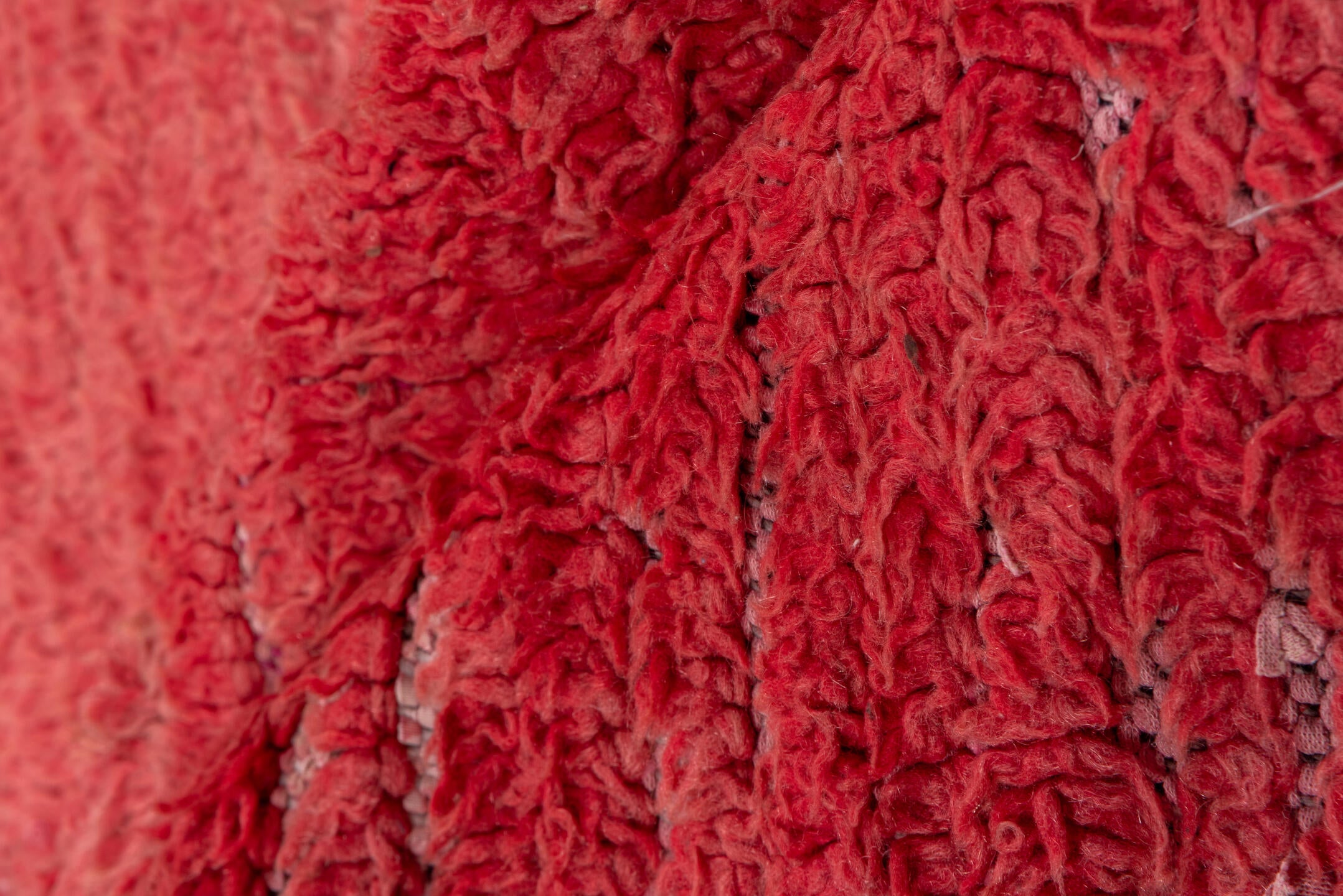 2' x 9' one-of-a-kind handmade vintage Moroccan runner rug. Color palette: red, pink, brown, gray, light gray, off-white