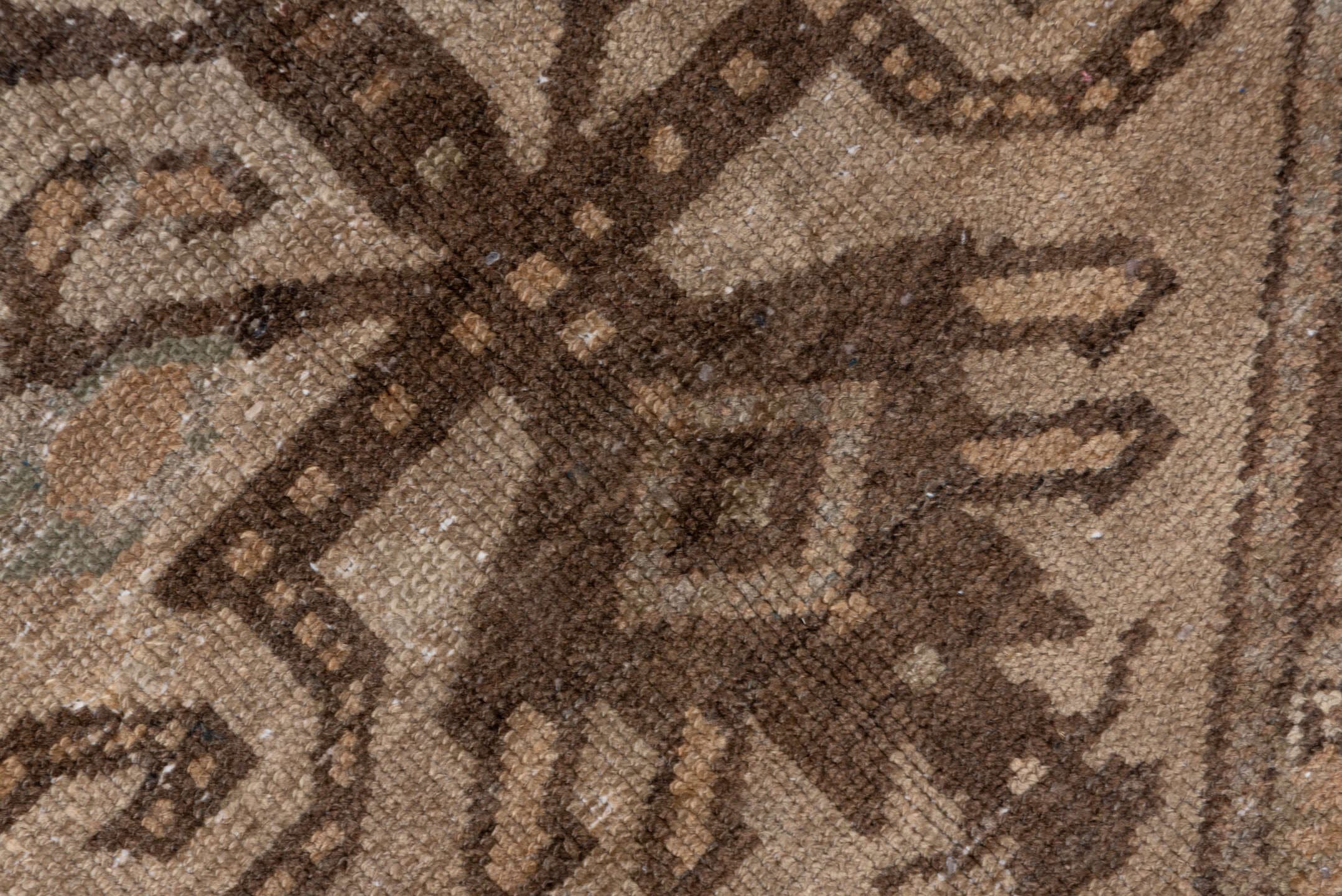 3' x 5' one-of-a-kind handmade antique Malayer small size rug. Color palette: ivory, taupe, brown, camel, beige, sage, gray