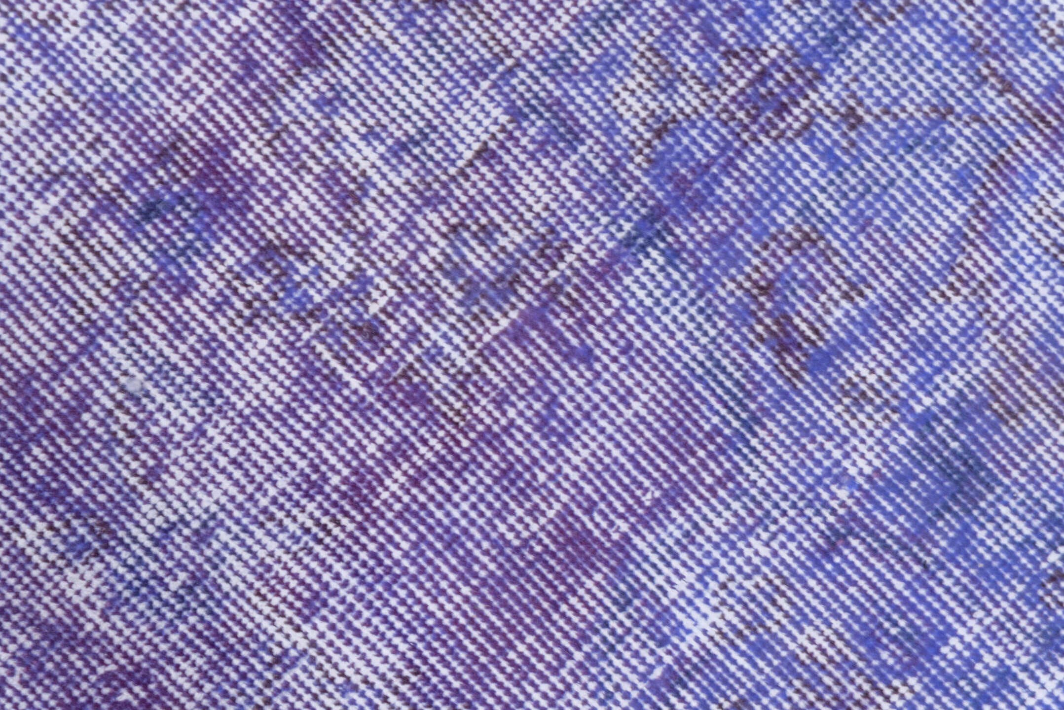 6' x 9' one-of-a-kind handmade vintage Overdyed medium size rug. Color palette: lavender, violet, lilac, ivory, light gray