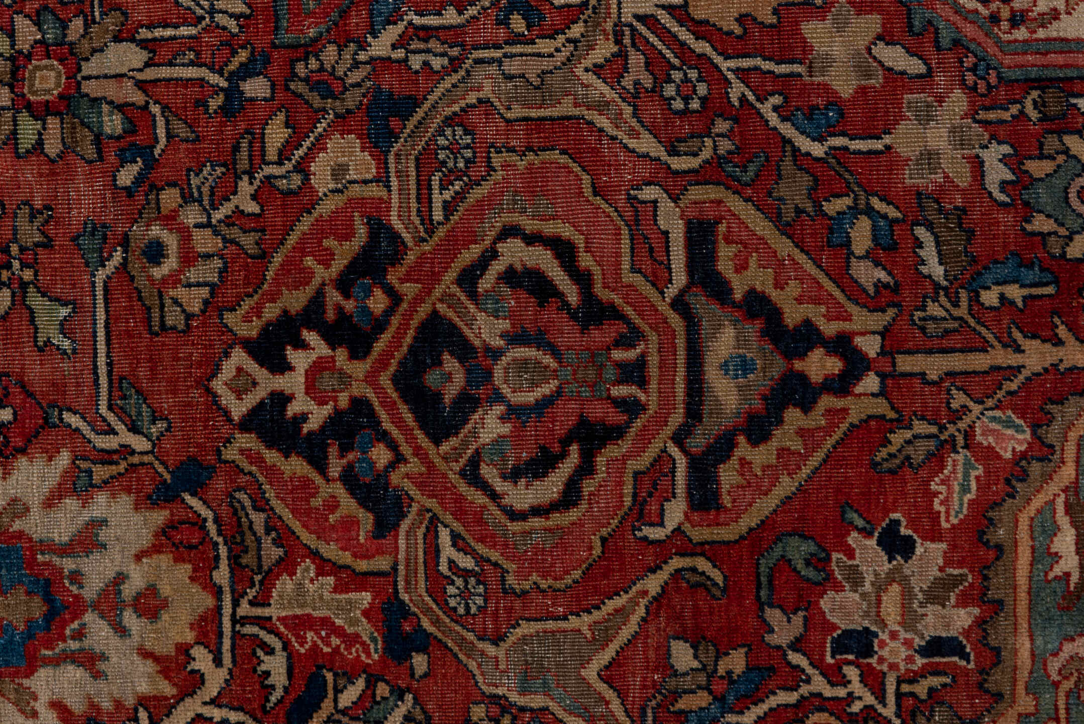 4' x 6' one-of-a-kind handmade antique Far.Sarouk small size rug. Color palette: rust, ivory, navy, soft blue, taupe, camel