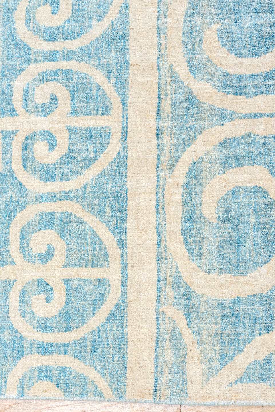 10' x 13' one-of-a-kind handmade vintage Khotan large size rug. Color palette: sky blue, ivory, cream, light blue