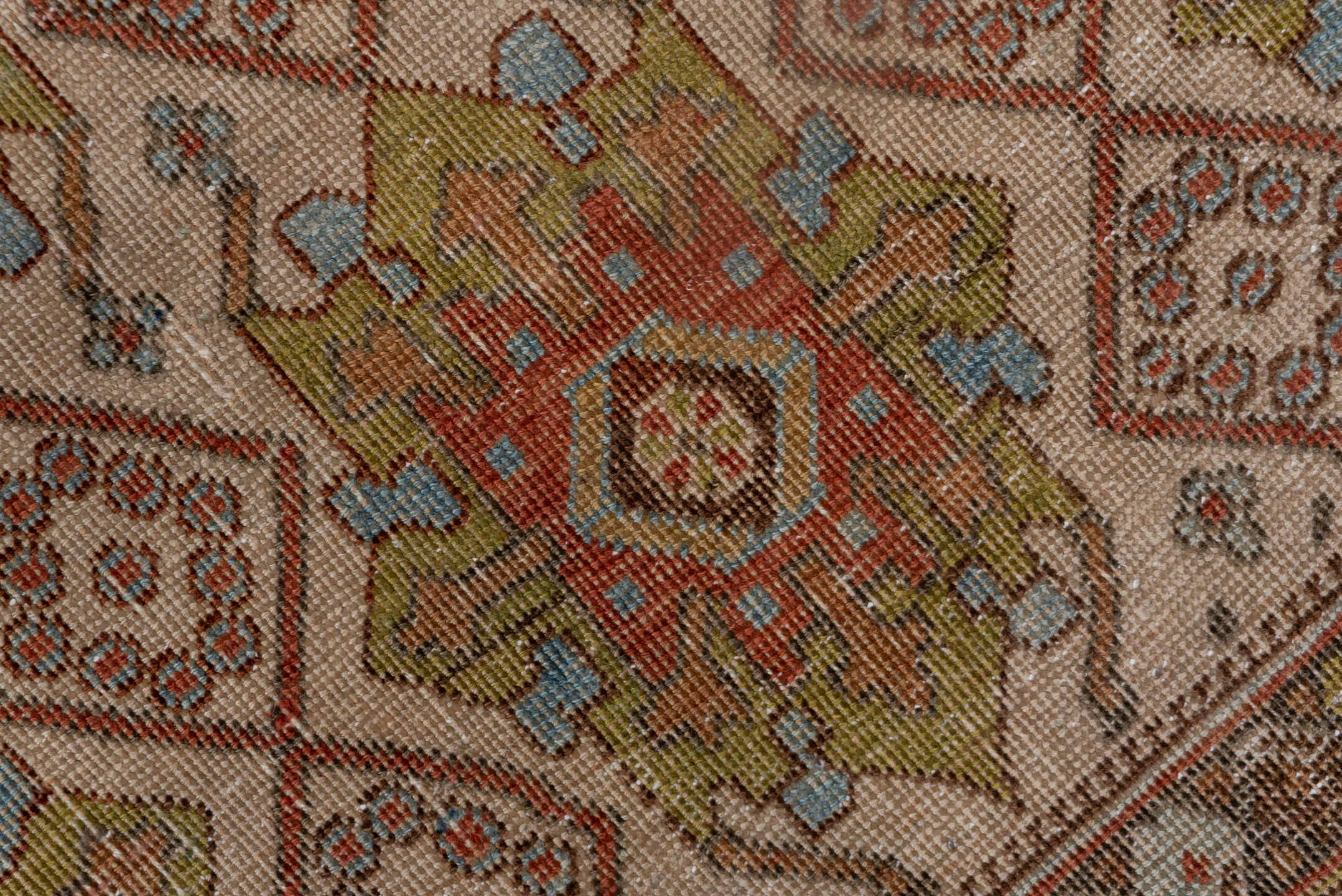 4' x 5' one-of-a-kind handmade antique Afshar small size rug. Color palette: ivory, rust, olive, terra cotta, sky blue