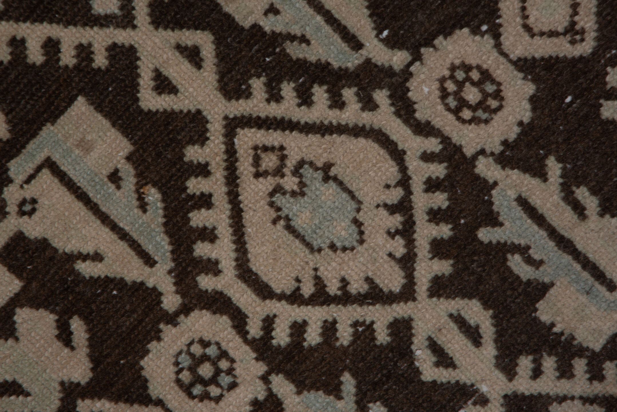 4' x 6' one-of-a-kind handmade antique Hamadan small size rug. Color palette: brown, ivory, taupe, sky blue, camel, beige