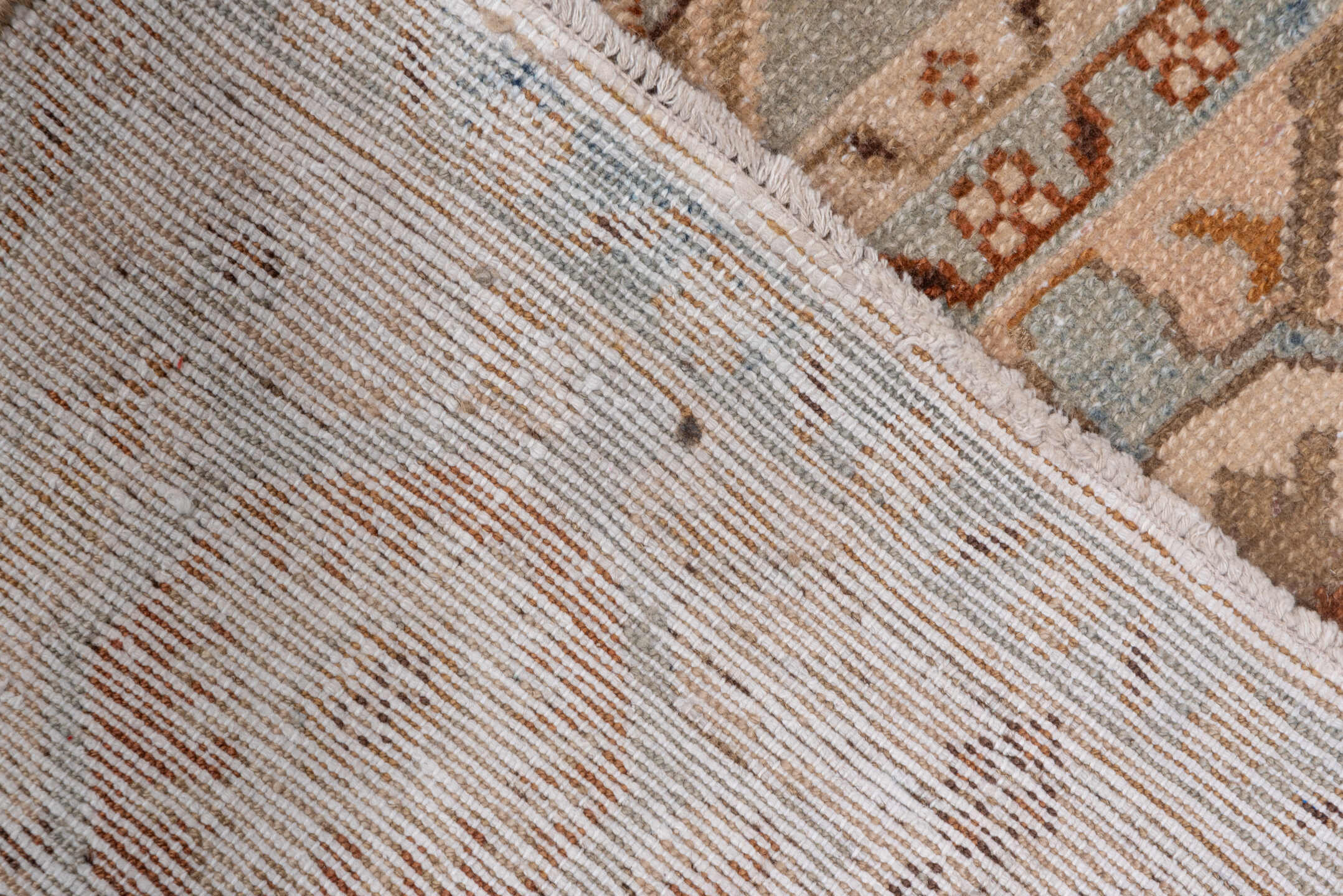 3' x 16' one-of-a-kind handmade vintage Malayer runner rug. Color palette: brown, gray, off-white, pink, snow, white