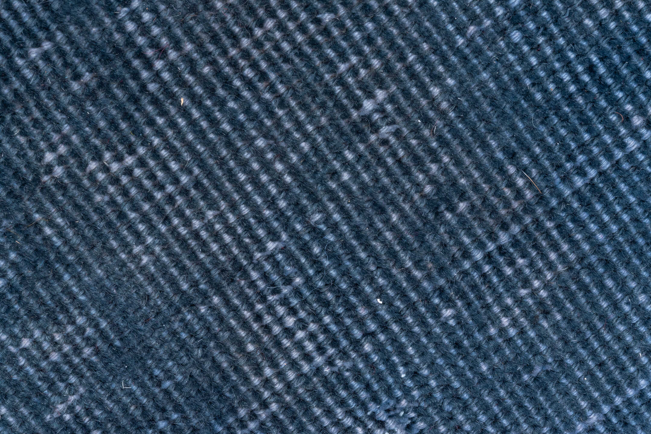 3' x 19' one-of-a-kind handmade vintage Overdyed runner rug. Color palette: blue, fiord, gray, light gray, off-white, silver