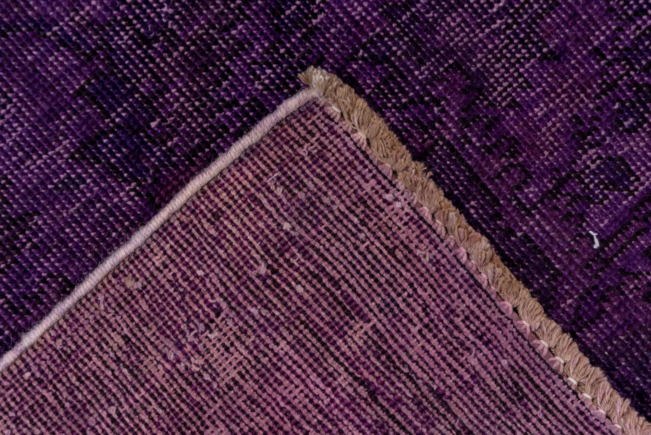 8' x 11' one-of-a-kind handmade antique Overdyed large size rug. Color palette: purple, plum, violet, eggplant, pink