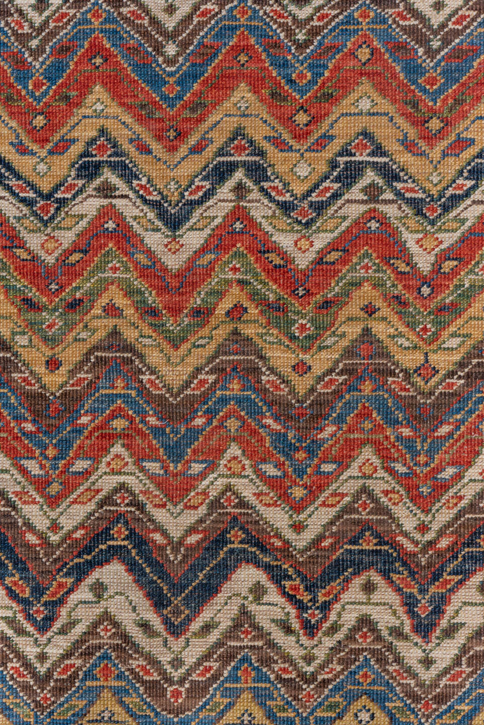5' x 9' one-of-a-kind handmade vintage NW Persian medium size rug. Color palette: ivory, rust, brown, indigo, camel, olive