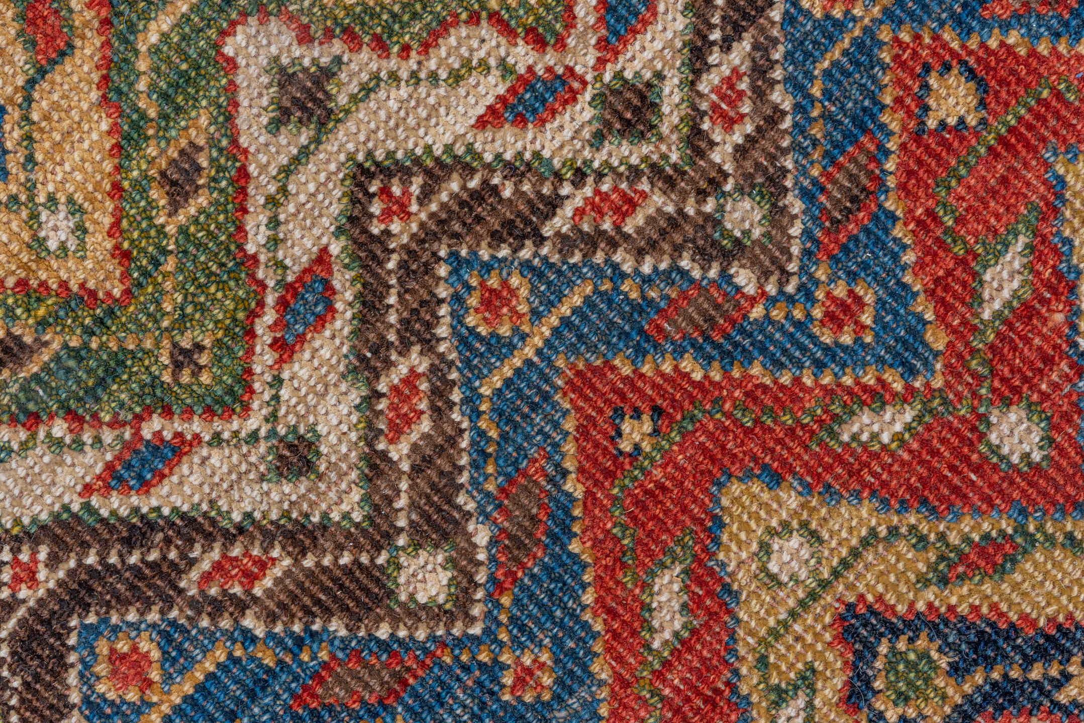 5' x 9' one-of-a-kind handmade vintage NW Persian medium size rug. Color palette: ivory, rust, brown, indigo, camel, olive