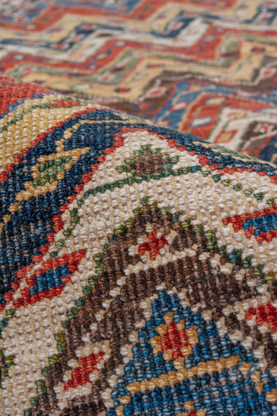 5' x 9' one-of-a-kind handmade vintage NW Persian medium size rug. Color palette: ivory, rust, brown, indigo, camel, olive