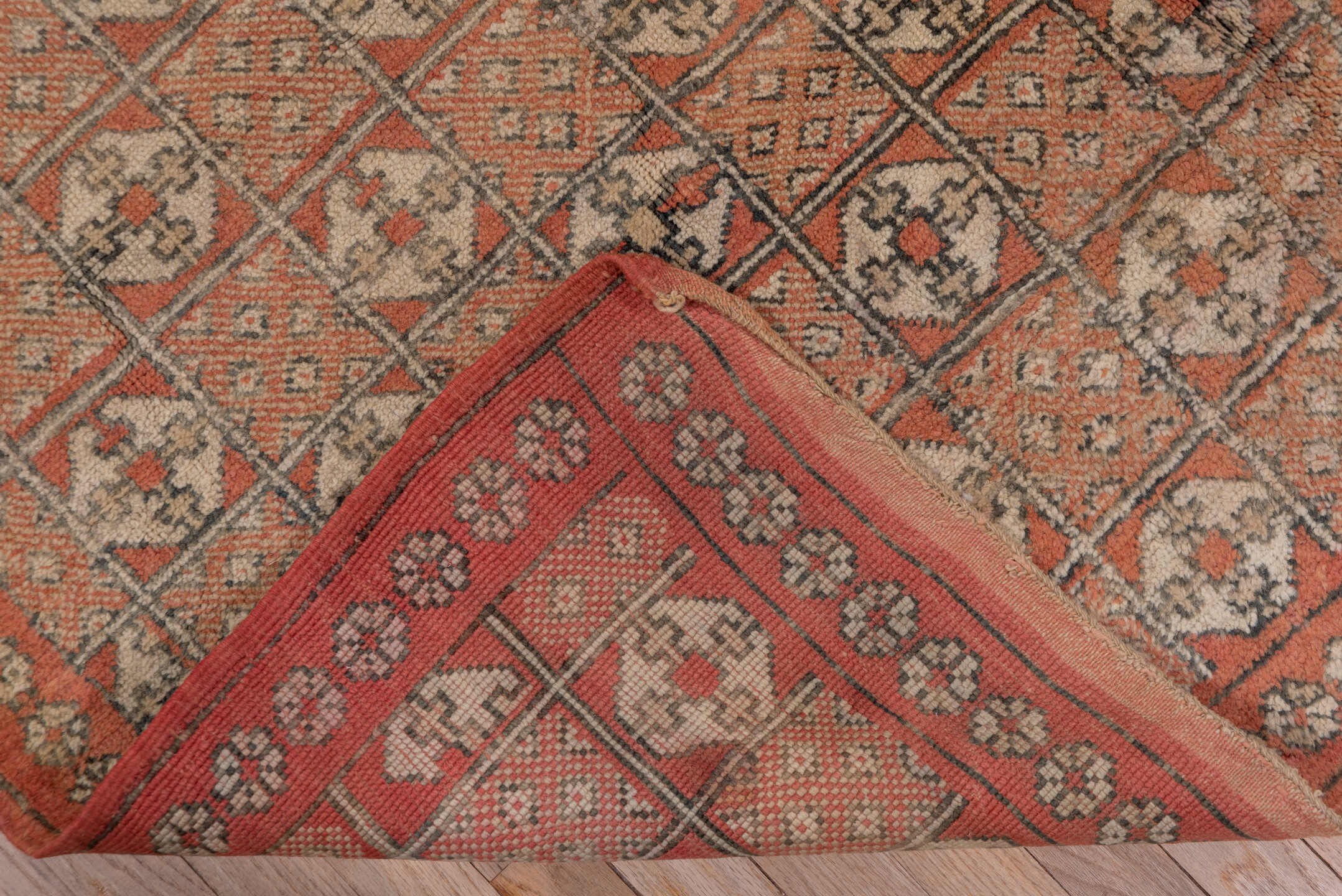 5' x 10' one-of-a-kind handmade vintage Moroccan medium size rug. Color palette: terra cotta, ivory, charcoal, camel, taupe
