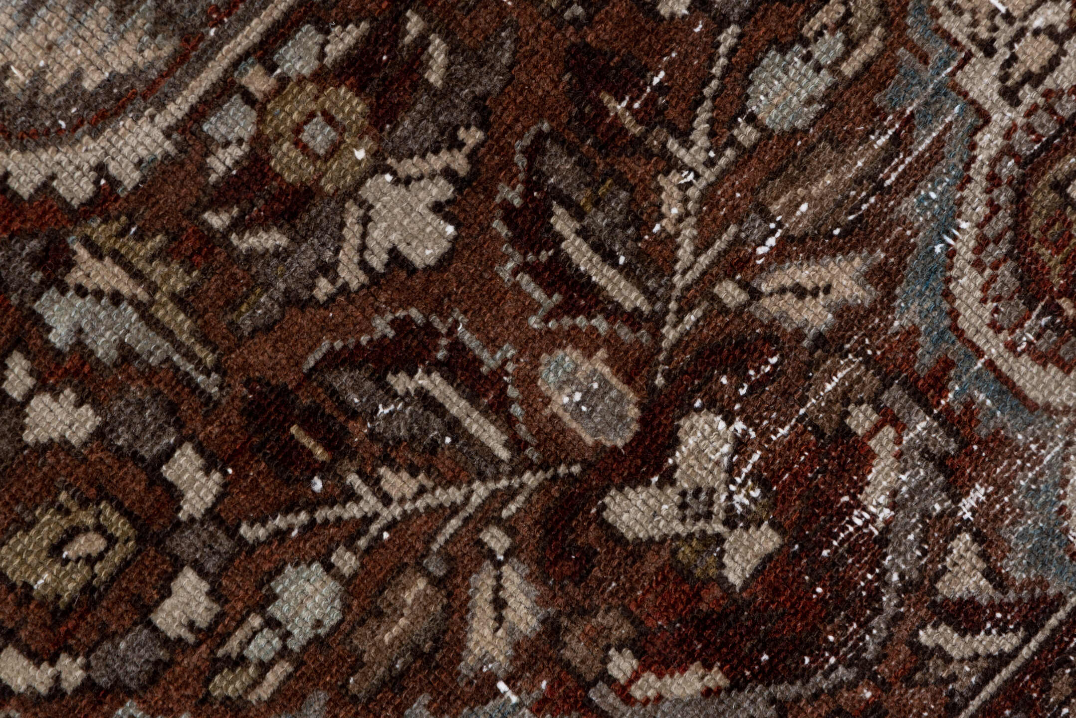 4' x 6' one-of-a-kind handmade vintage Baktiary small size rug. Color palette: brown, dim gray, gray, light gray, pink