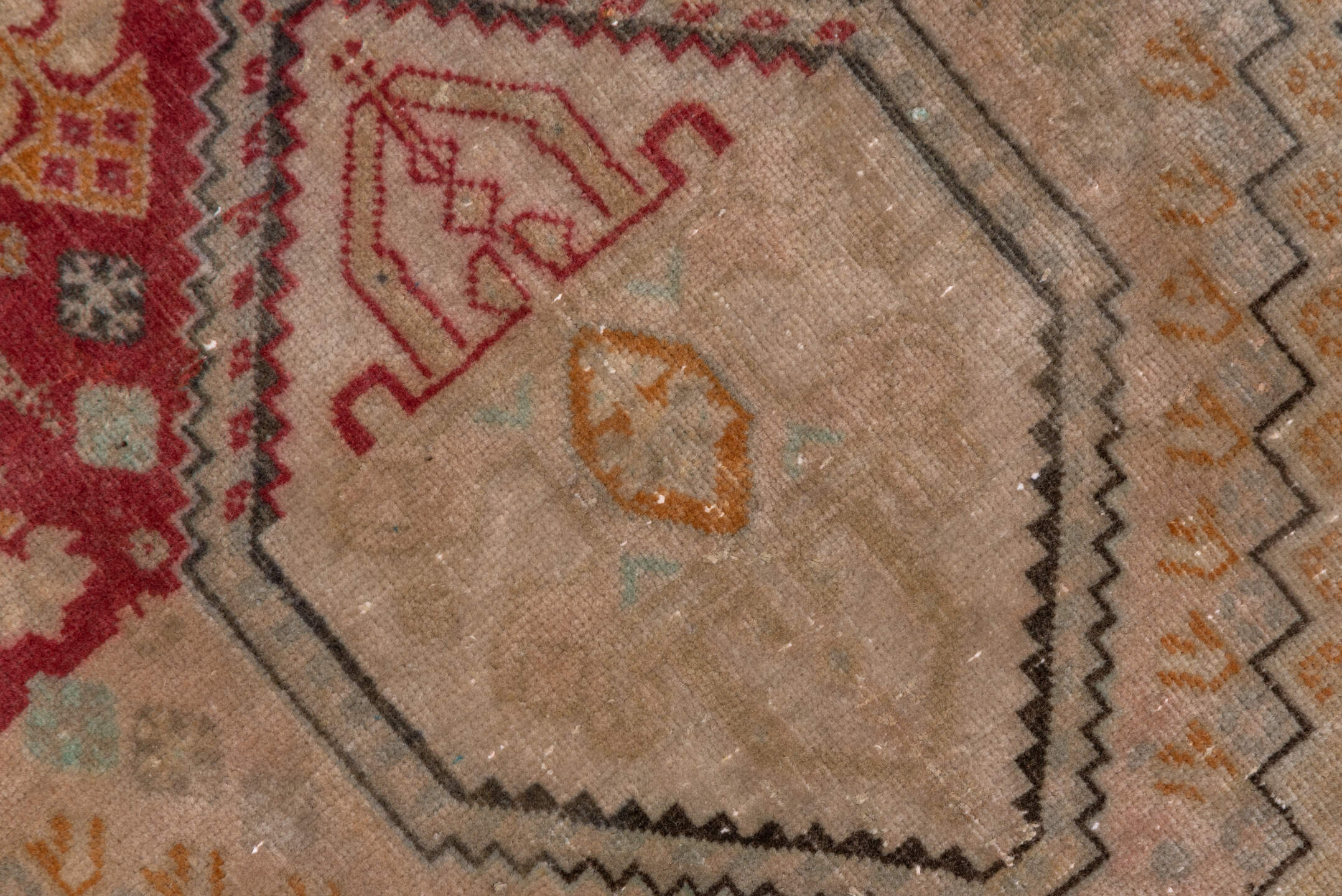 2' x 6' one-of-a-kind handmade antique Shiraz runner rug. Color palette: ivory, rust, taupe, rose, sage, charcoal