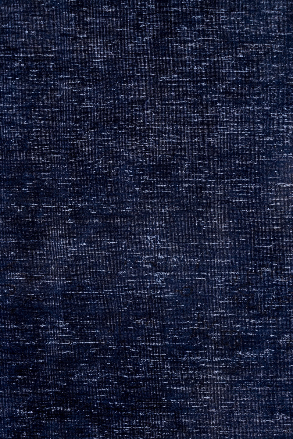9' x 13' one-of-a-kind handmade vintage Overdyed large size rug. Color palette: indigo, navy, slate, charcoal, ivory, purple
