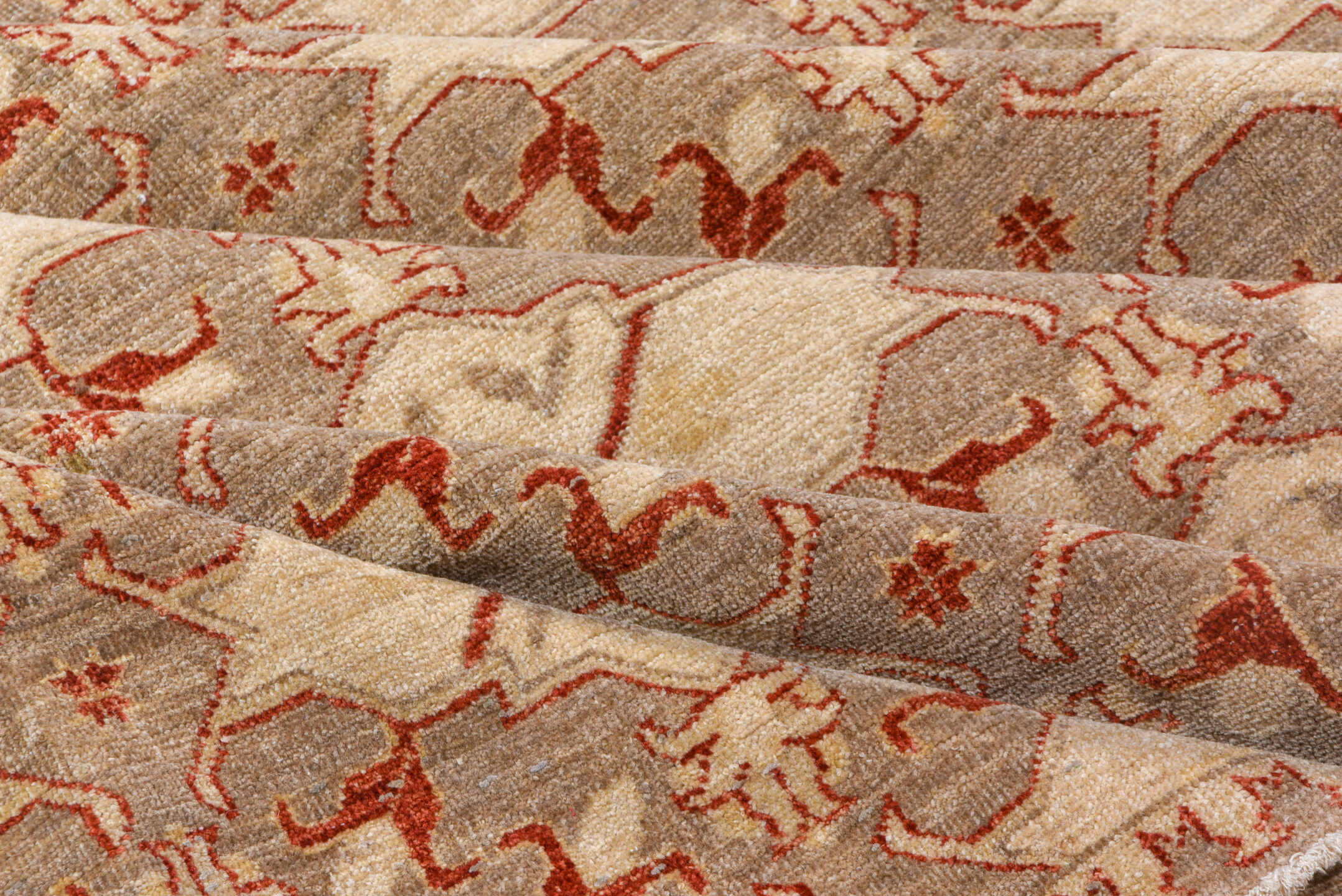 13' x 16' one-of-a-kind handmade vintage Sivas oversize rug. Color palette: ivory, taupe, terra cotta, beige, rose, gray