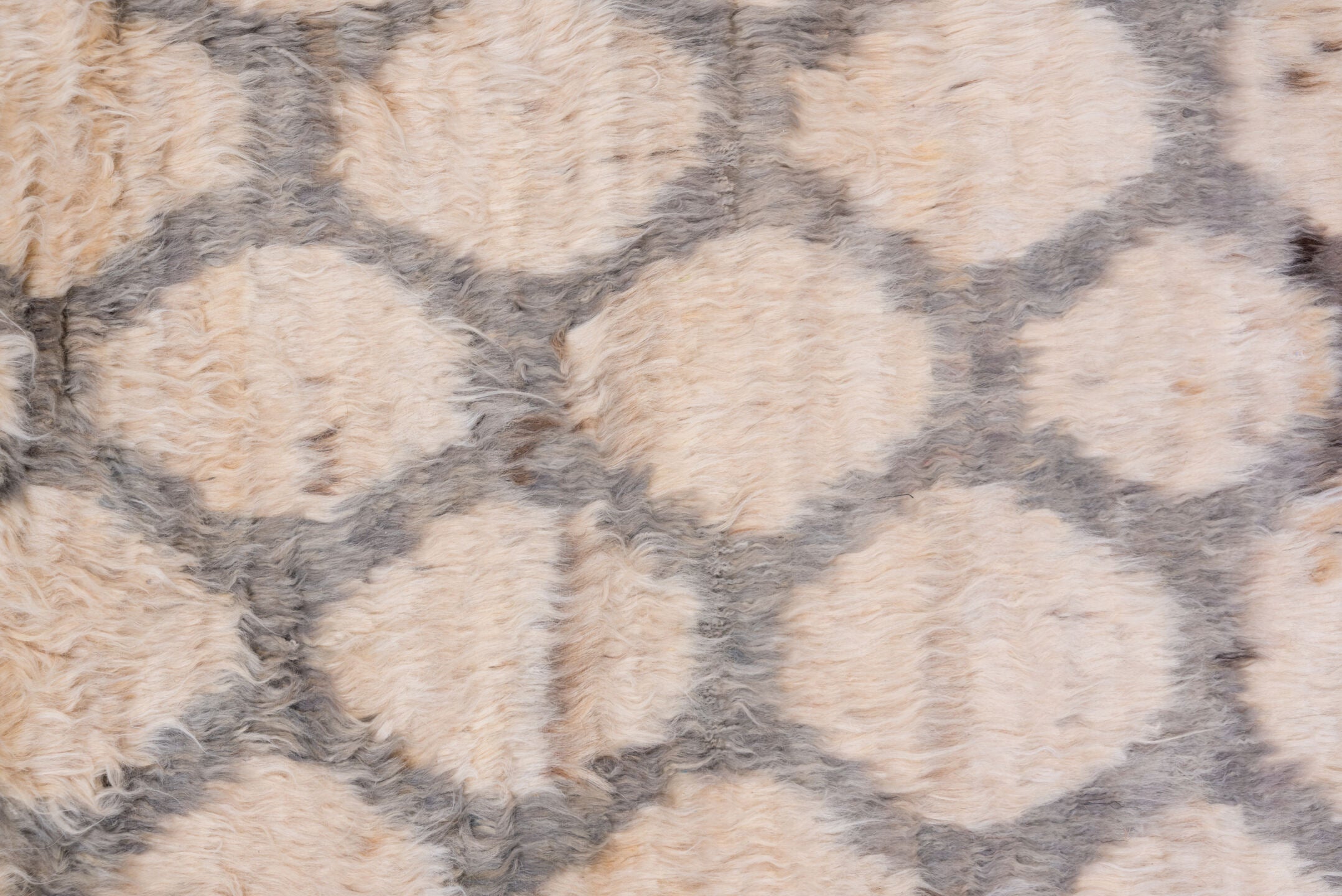 8' x 11' one-of-a-kind handmade vintage Moroccan large size rug. Color palette: ivory, gray, cream, taupe, charcoal, beige