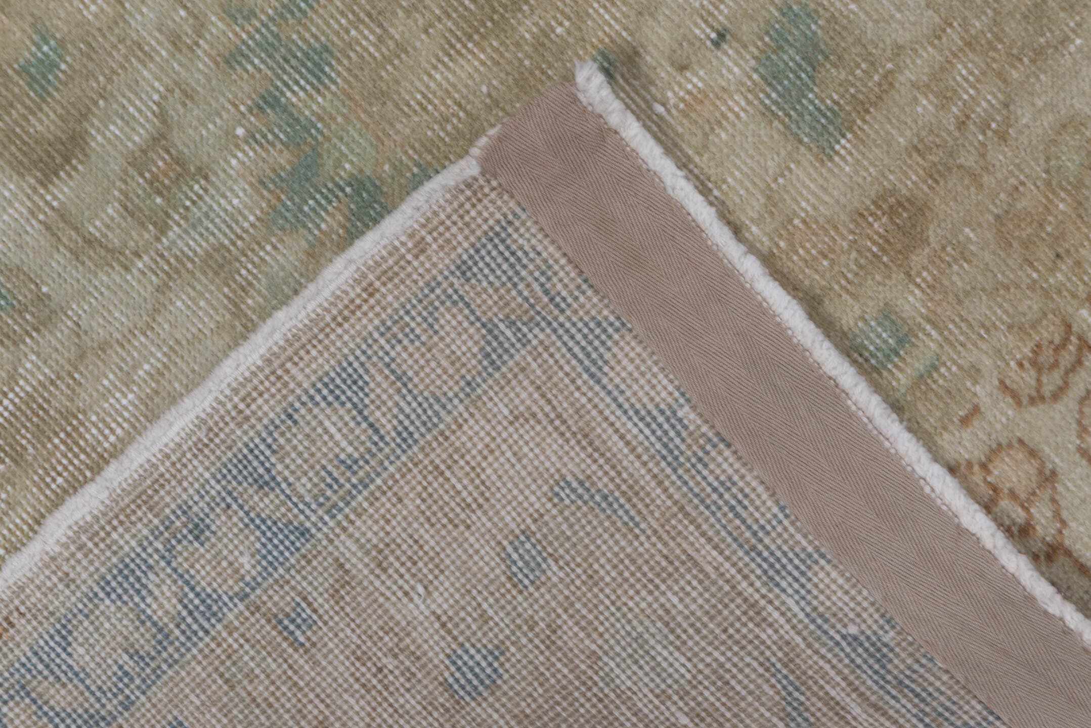 4' x 6' one-of-a-kind handmade antique Sivas small size rug. Color palette: ivory, pale blue, beige, taupe, terra cotta