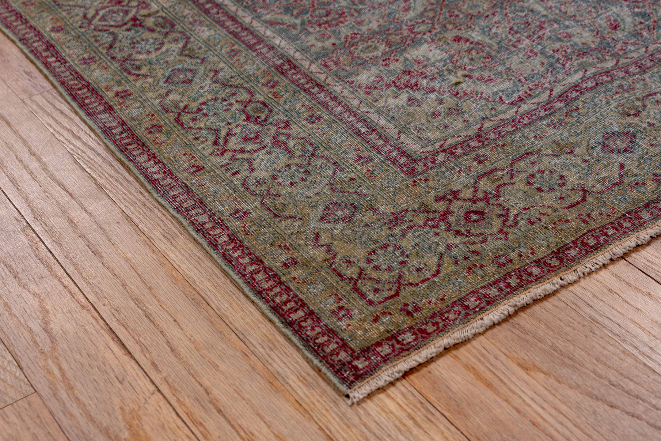 4' x 6' one-of-a-kind handmade antique Tabriz small size rug. Color palette: blue, taupe, burgundy, ivory, sage, rose, beige