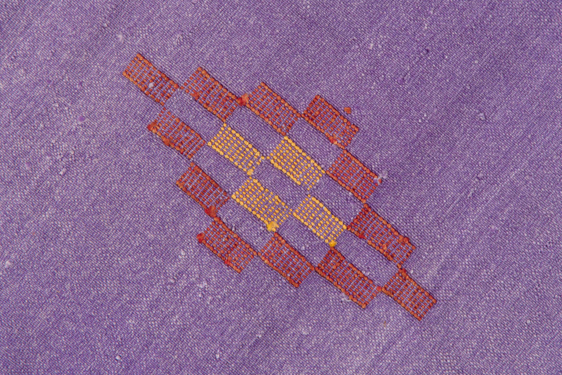 6' x 9' one-of-a-kind handmade vintage Cactus Kilim medium size rug. Color palette: violet, lavender, indigo, rose, saffron