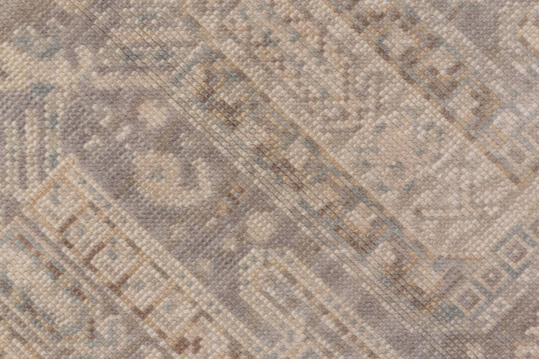 8' x 11' one-of-a-kind handmade antique Sivas large size rug. Color palette: taupe, ivory, beige, stone, pale blue, gray