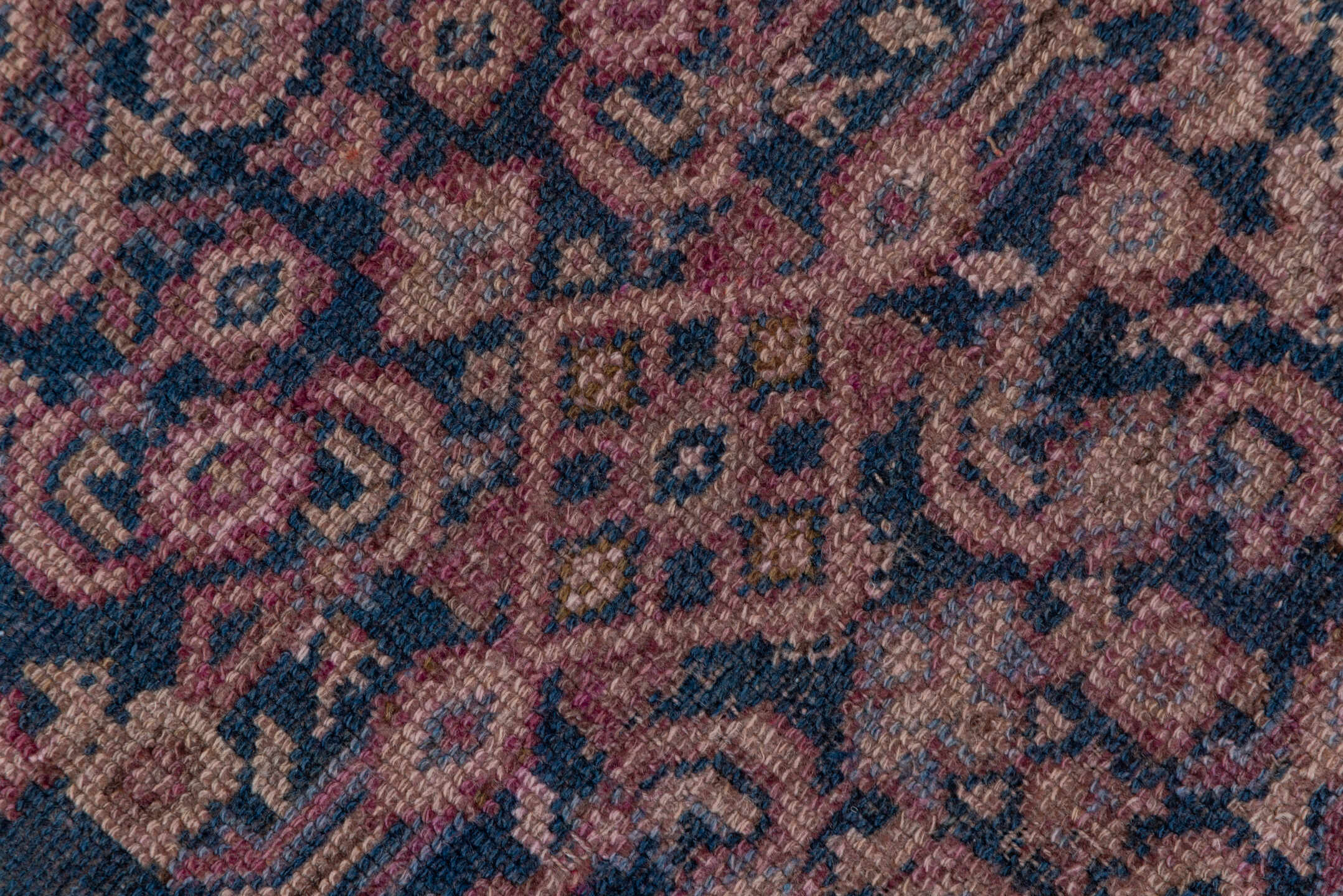 2' x 16' one-of-a-kind handmade antique NW Persian runner rug. Color palette: navy, rose, ivory, dusty pink, taupe, burgundy