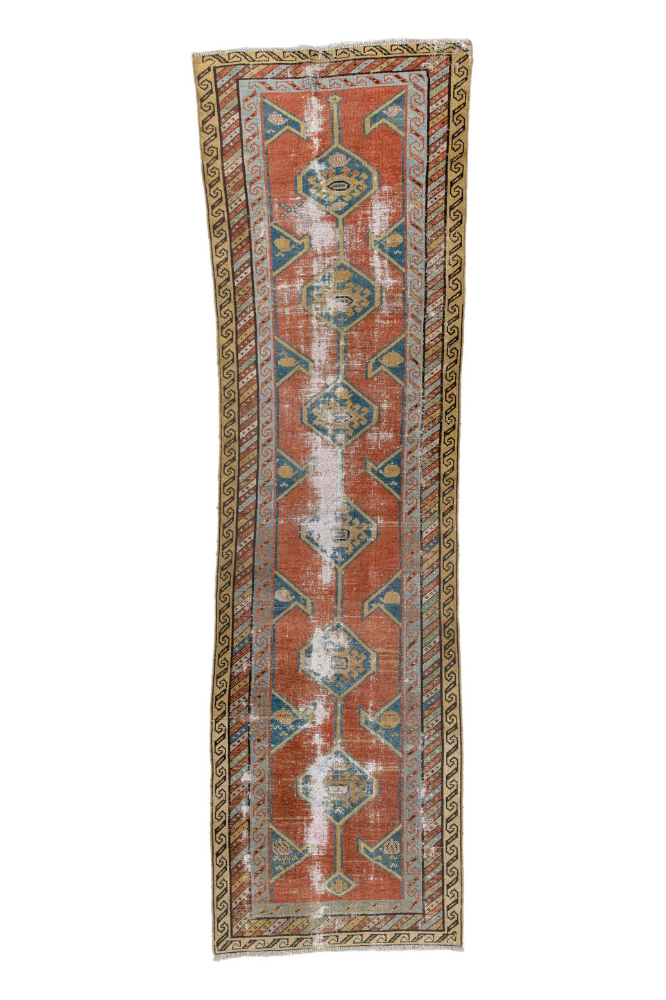 2' x 10' one-of-a-kind handmade vintage NW Persian runner rug. Color palette: black, blue, brown, dark gray, gray