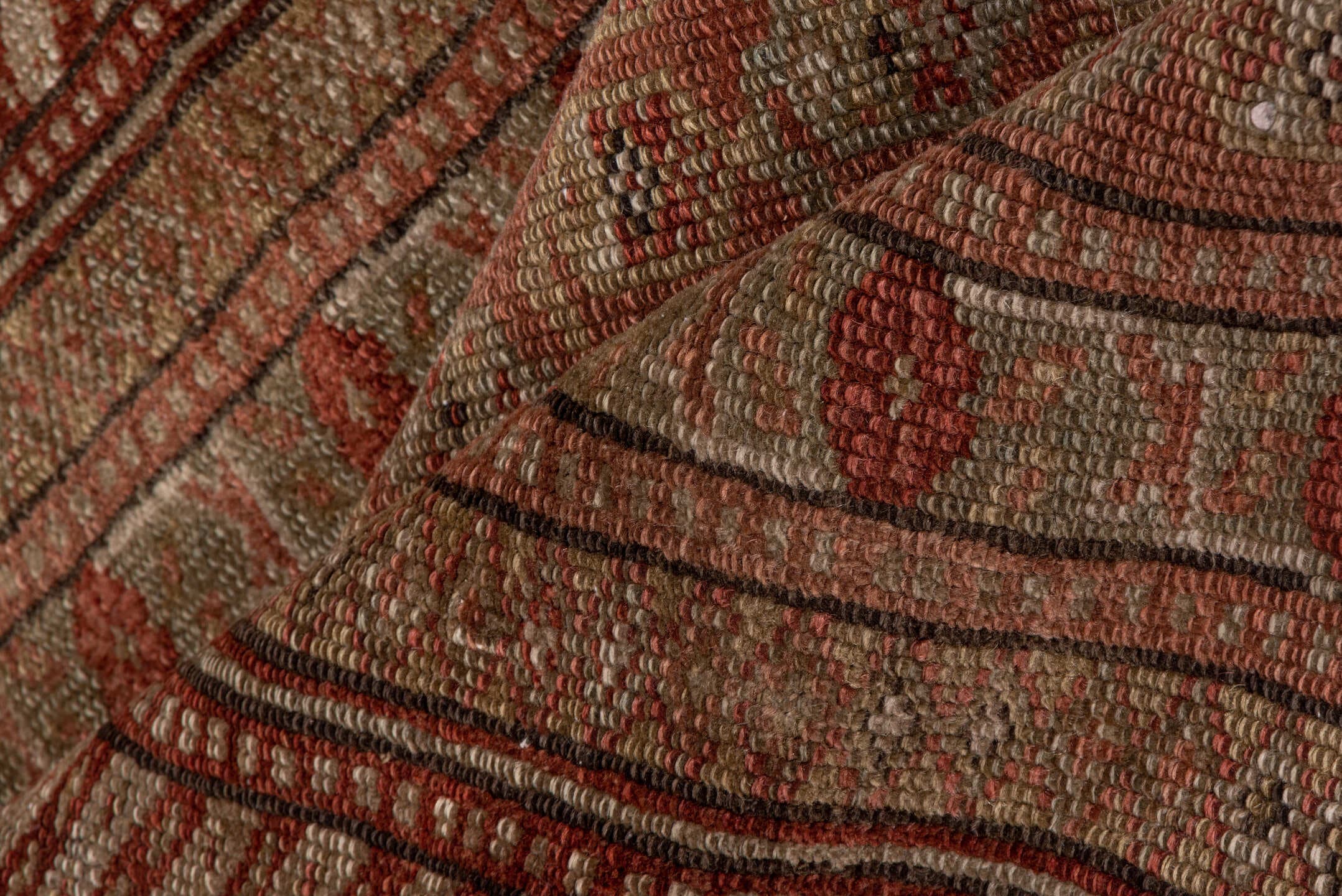 2' x 17' one-of-a-kind handmade antique NW Persian runner rug. Color palette: rust, camel, terra cotta, brown, taupe, ivory